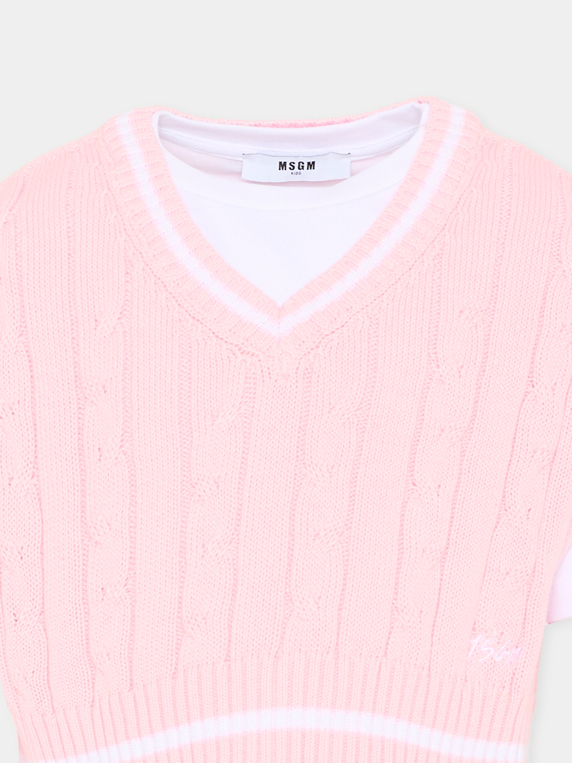 Gilet rosa per bambina con logo,Msgm Kids,S6MSJGTH034 001/78