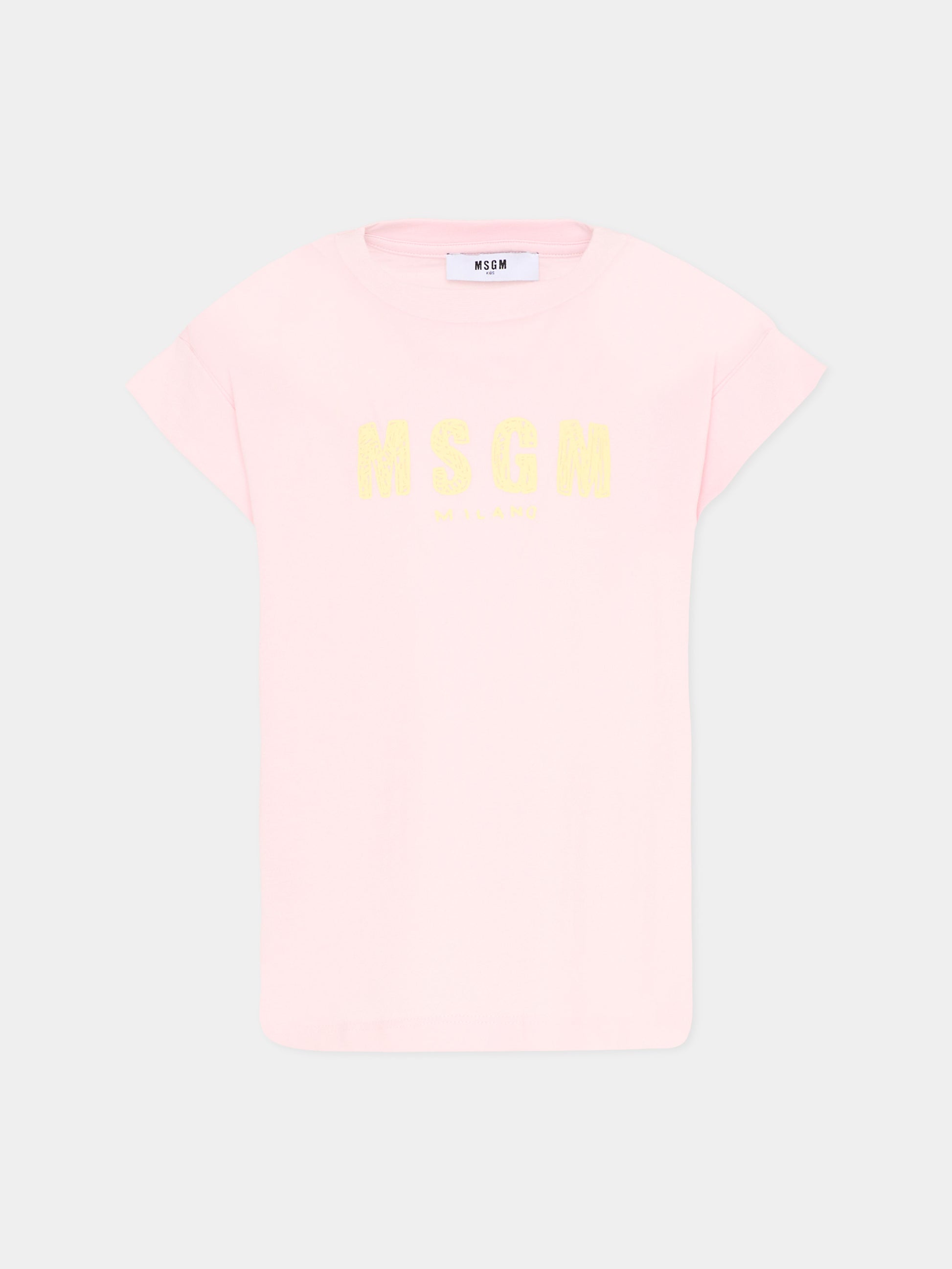 T-Shirt rosa per bambina con logo,Msgm Kids,S6MSJGTH070 MS076