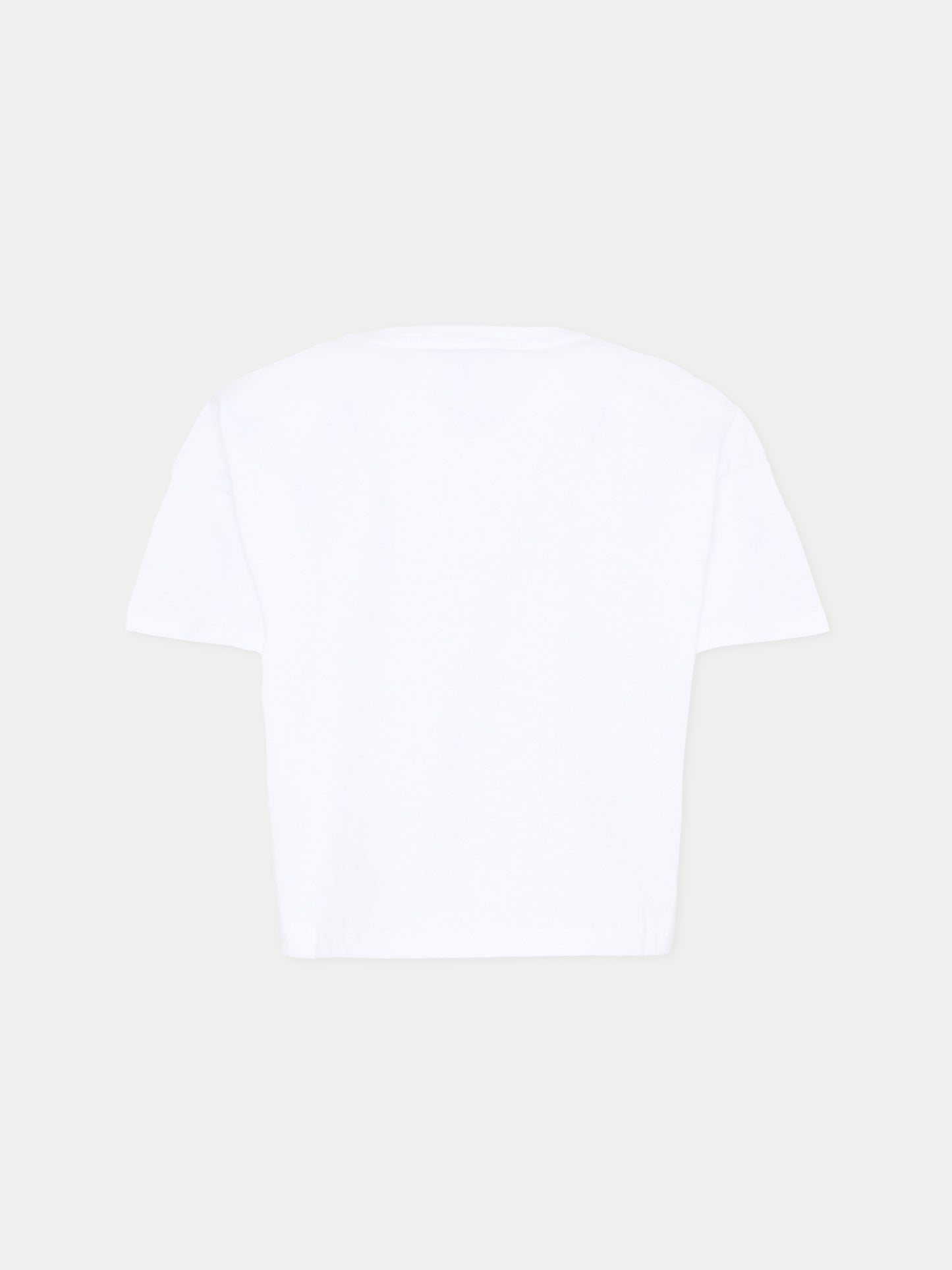 T-Shirt bianca per bambina con logo,Msgm Kids,S6MSJGTH173 001