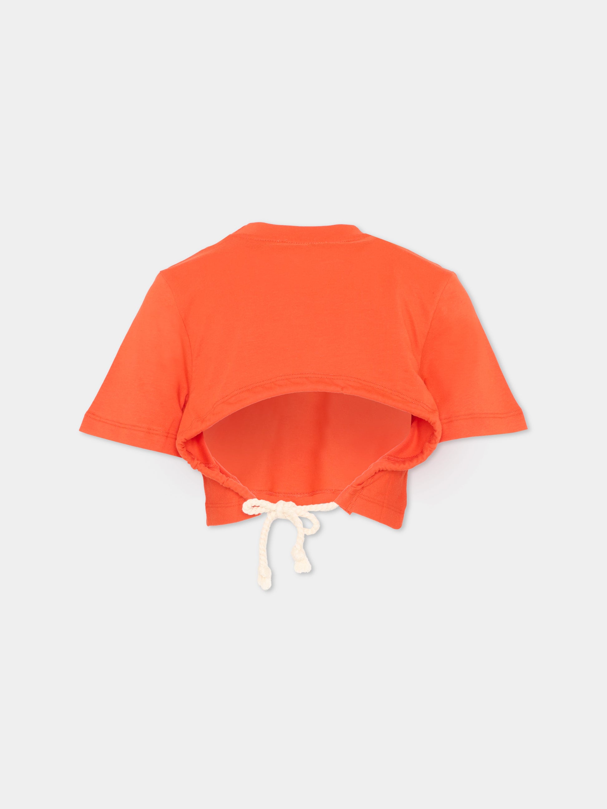 T-Shirt rossa per bambina con logo,Msgm Kids,S6MSJGTH179 MS074