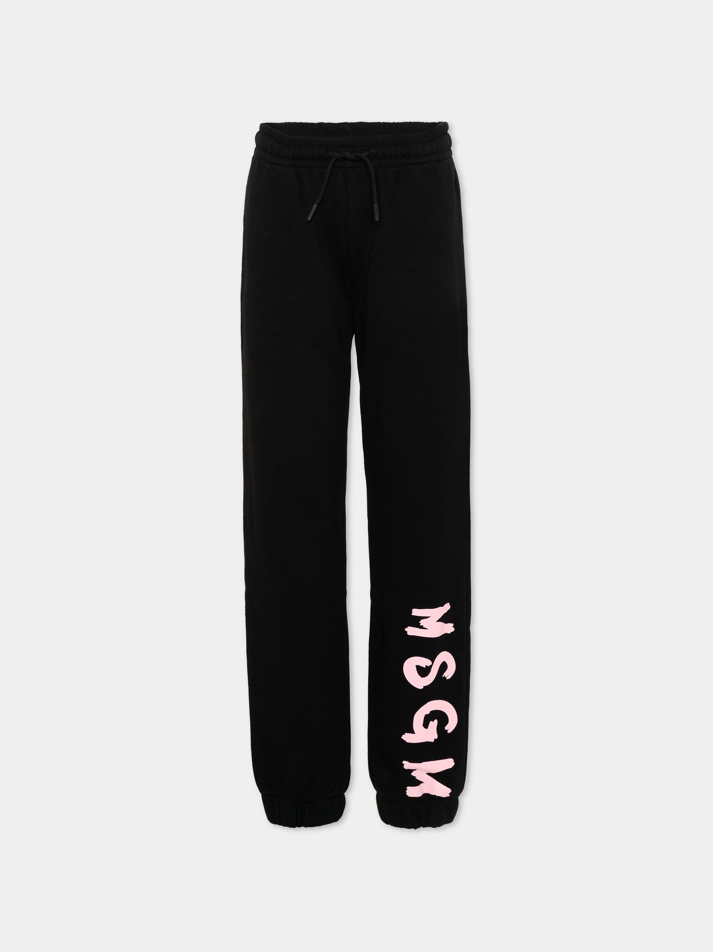 Pantaloni sportivi nero per bambina con logo,Msgm Kids,S6MSJUFP014 110/88