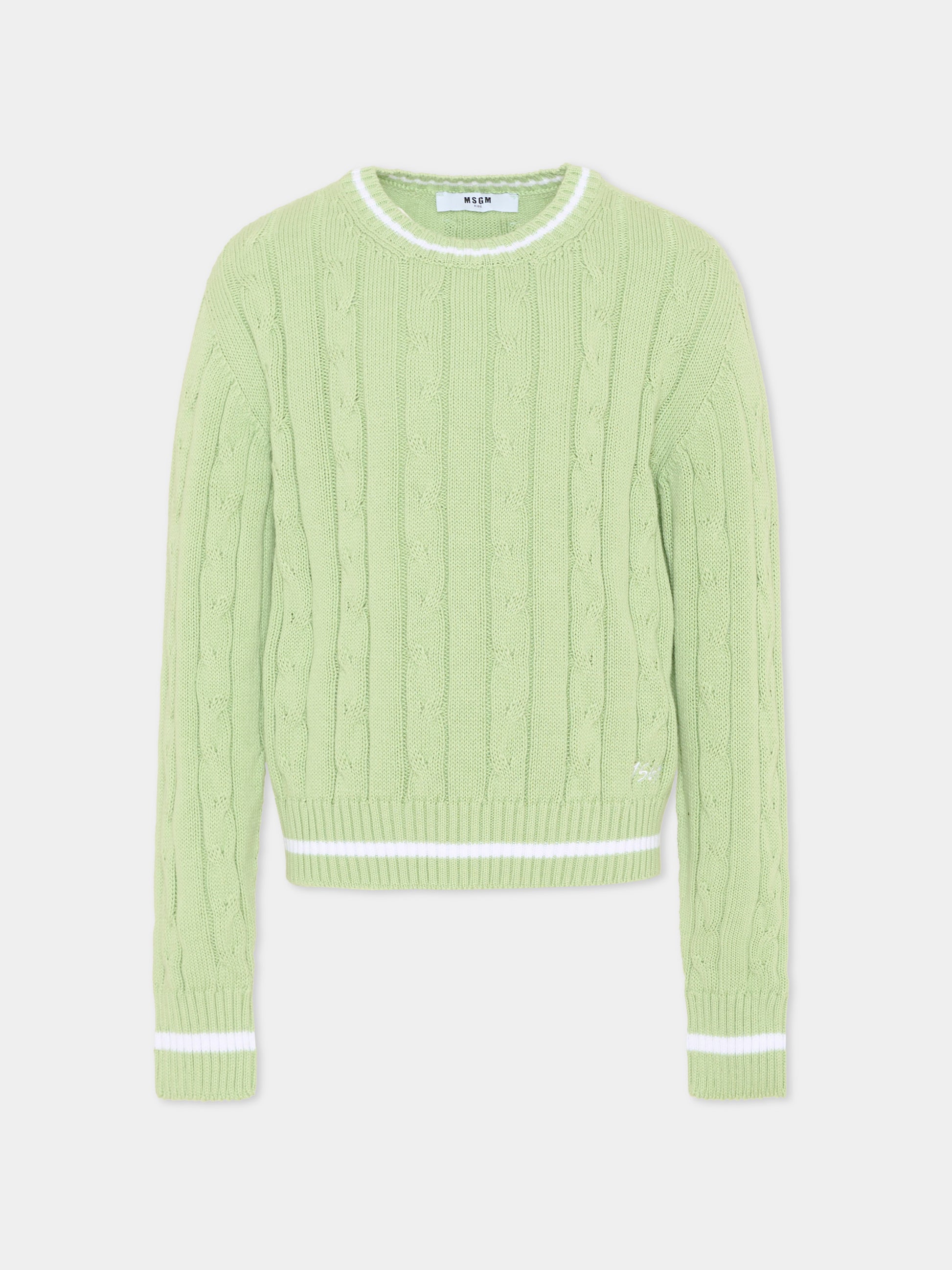 Maglione verde per bambini con trecce,Msgm Kids,S6MSJUJP286 MS077