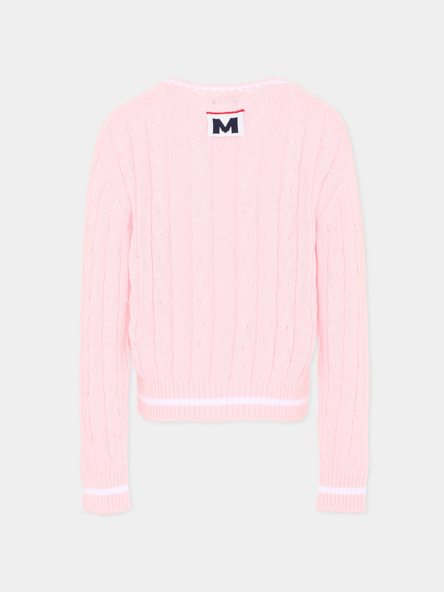 Maglione rosa per bambina a trecce,Msgm Kids,S6MSJUJP286 MS076