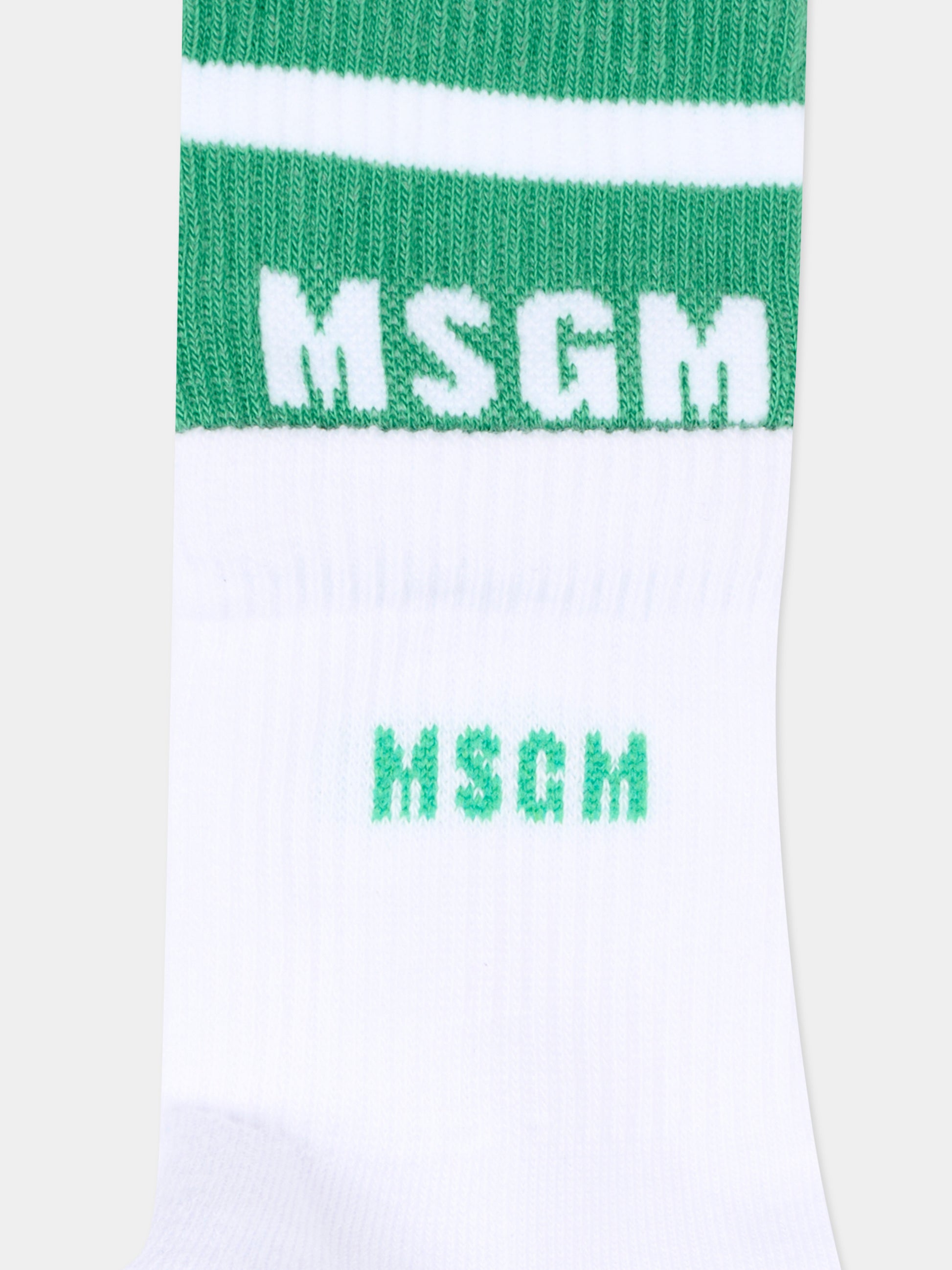 Calzini bianchi per bambini con logo,Msgm Kids,S6MSJUSO231 001/81