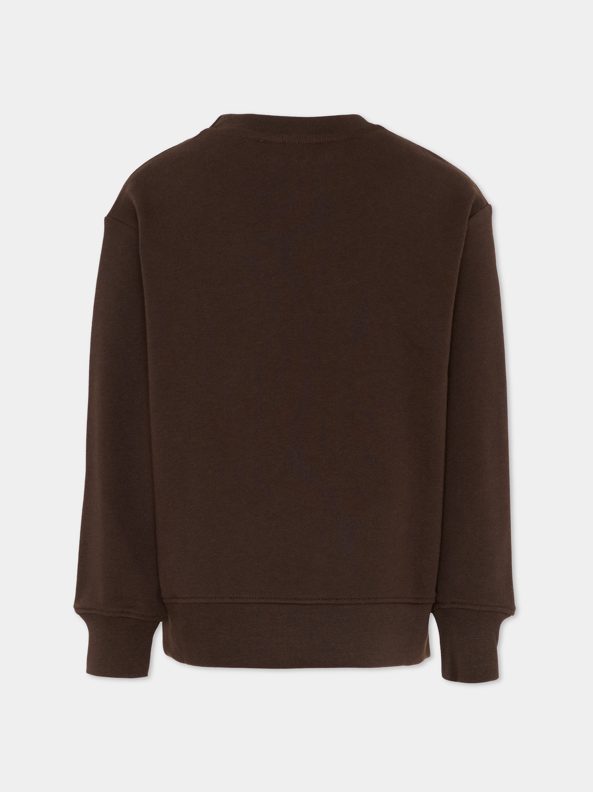 Felpa marrone per bambini con logo,Msgm Kids,S6MSJUSW007 943