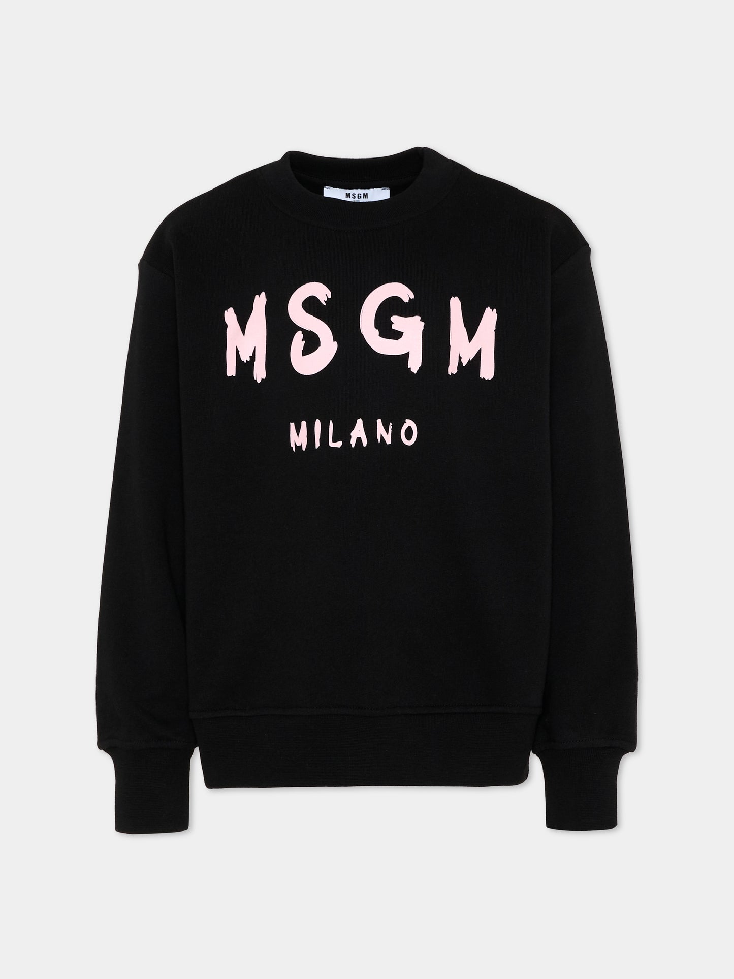 Felpa nera per bambina con logo,Msgm Kids,S6MSJUSW007 110/88