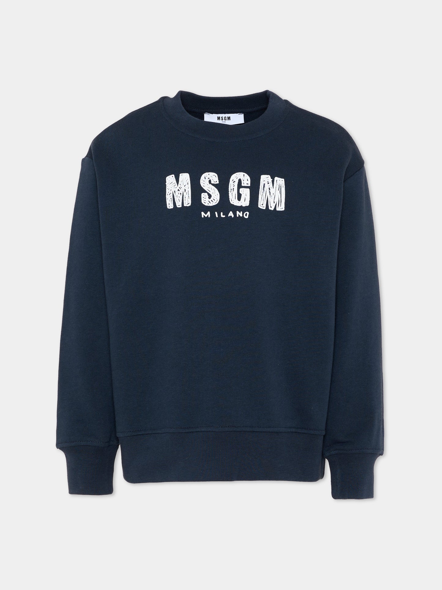 Felpa blu per bambini con logo,Msgm Kids,S6MSJUSW008 MS072