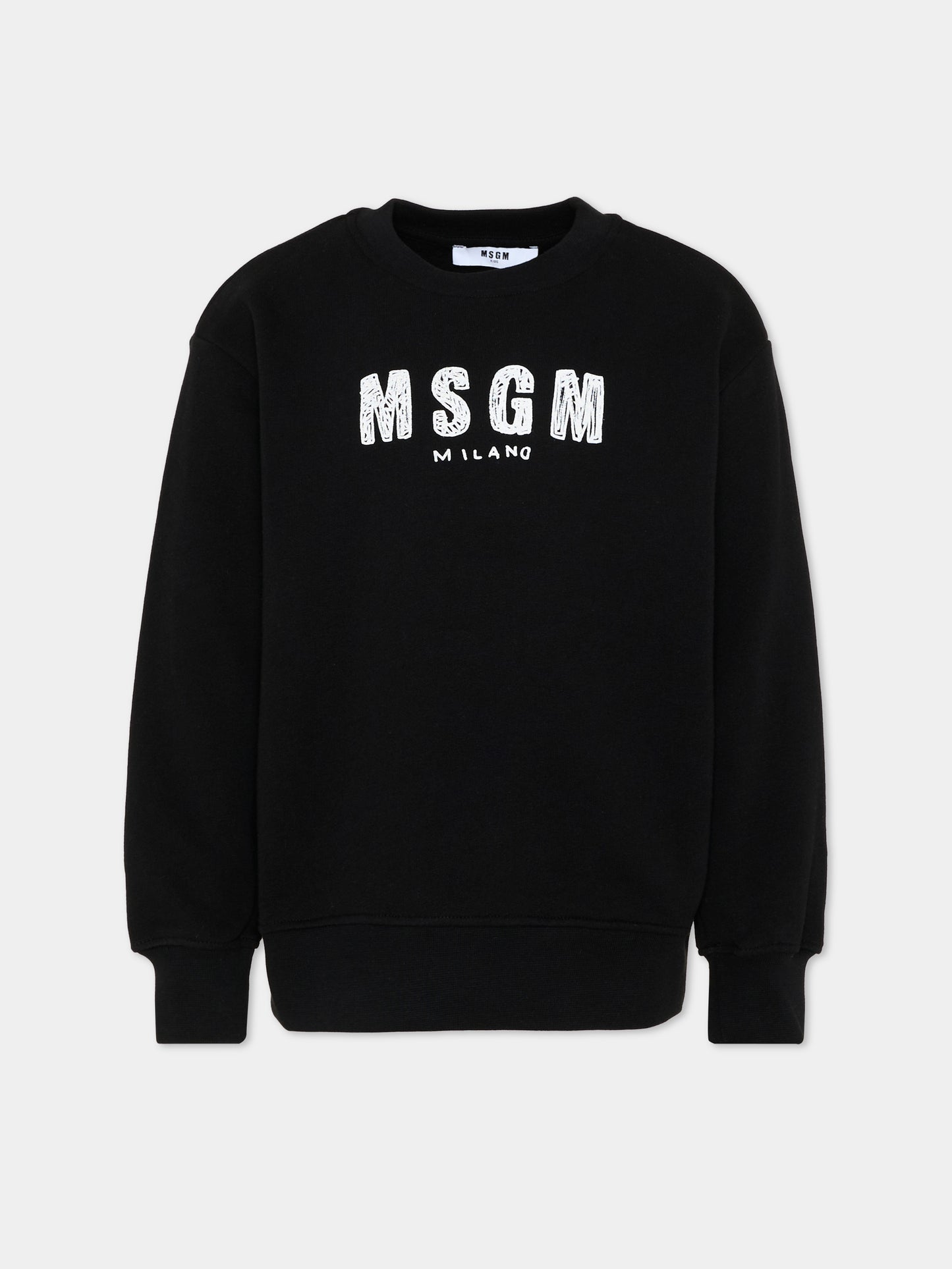 Felpa nera per bambini con logo,Msgm Kids,S6MSJUSW008 110