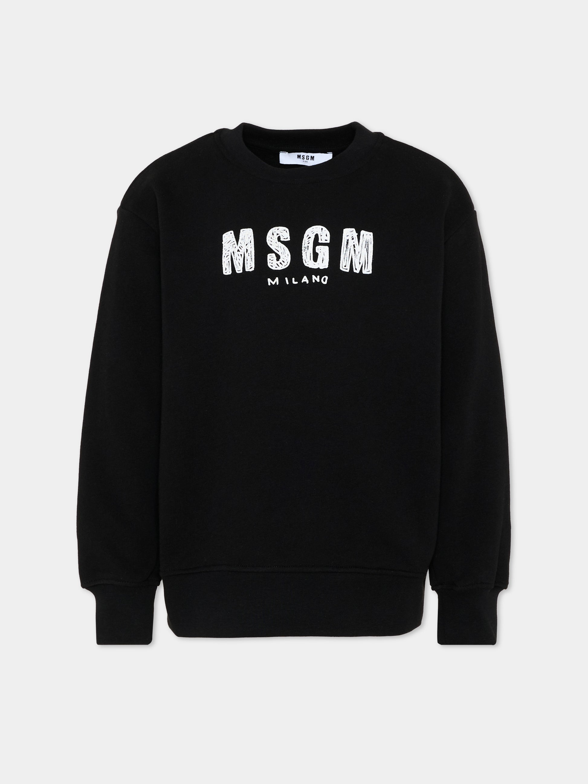 Felpa nera per bambini con logo,Msgm Kids,S6MSJUSW008 110