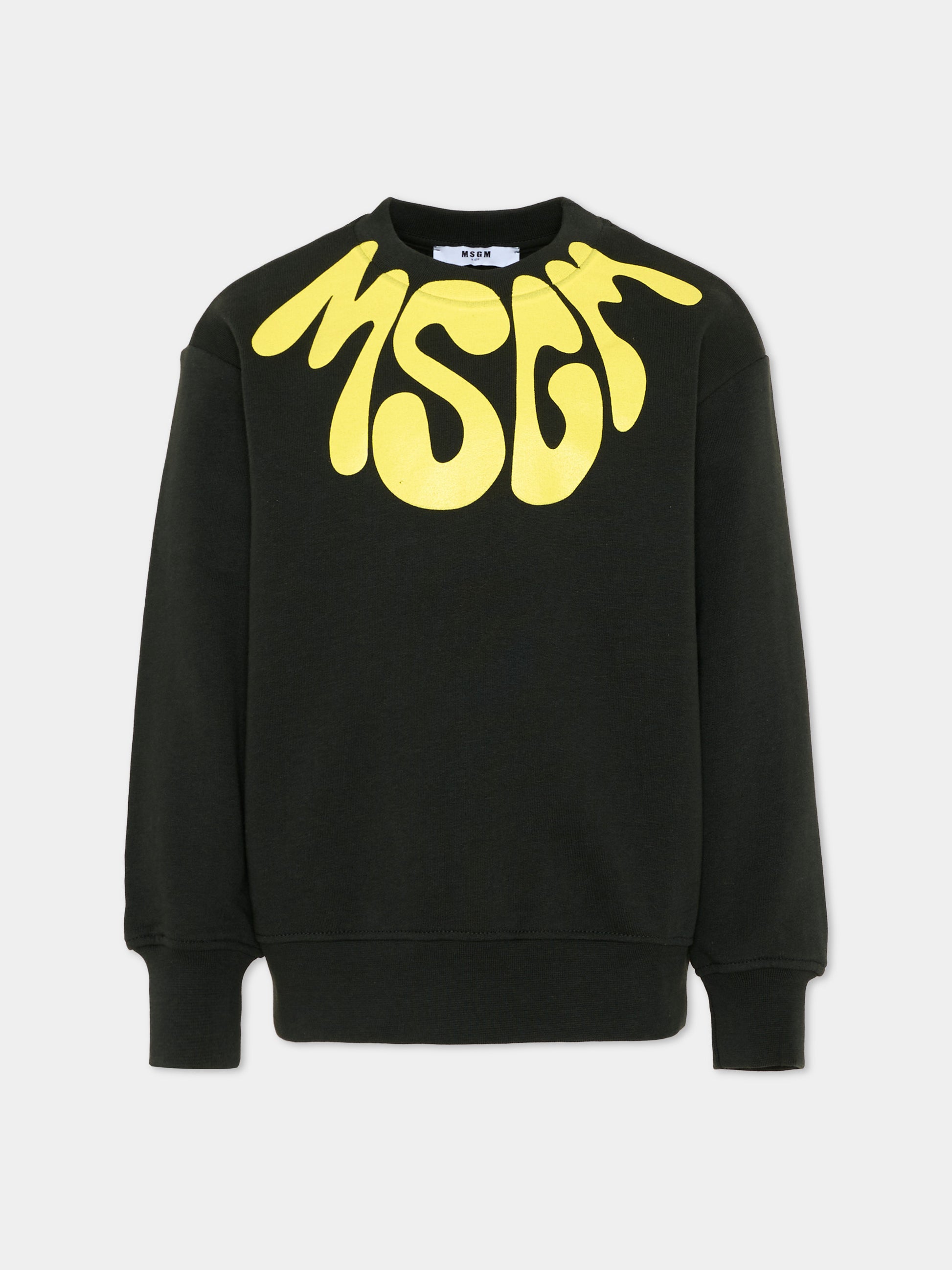 Felpa nera per bambini con logo,Msgm Kids,S6MSJUSW220 MS040