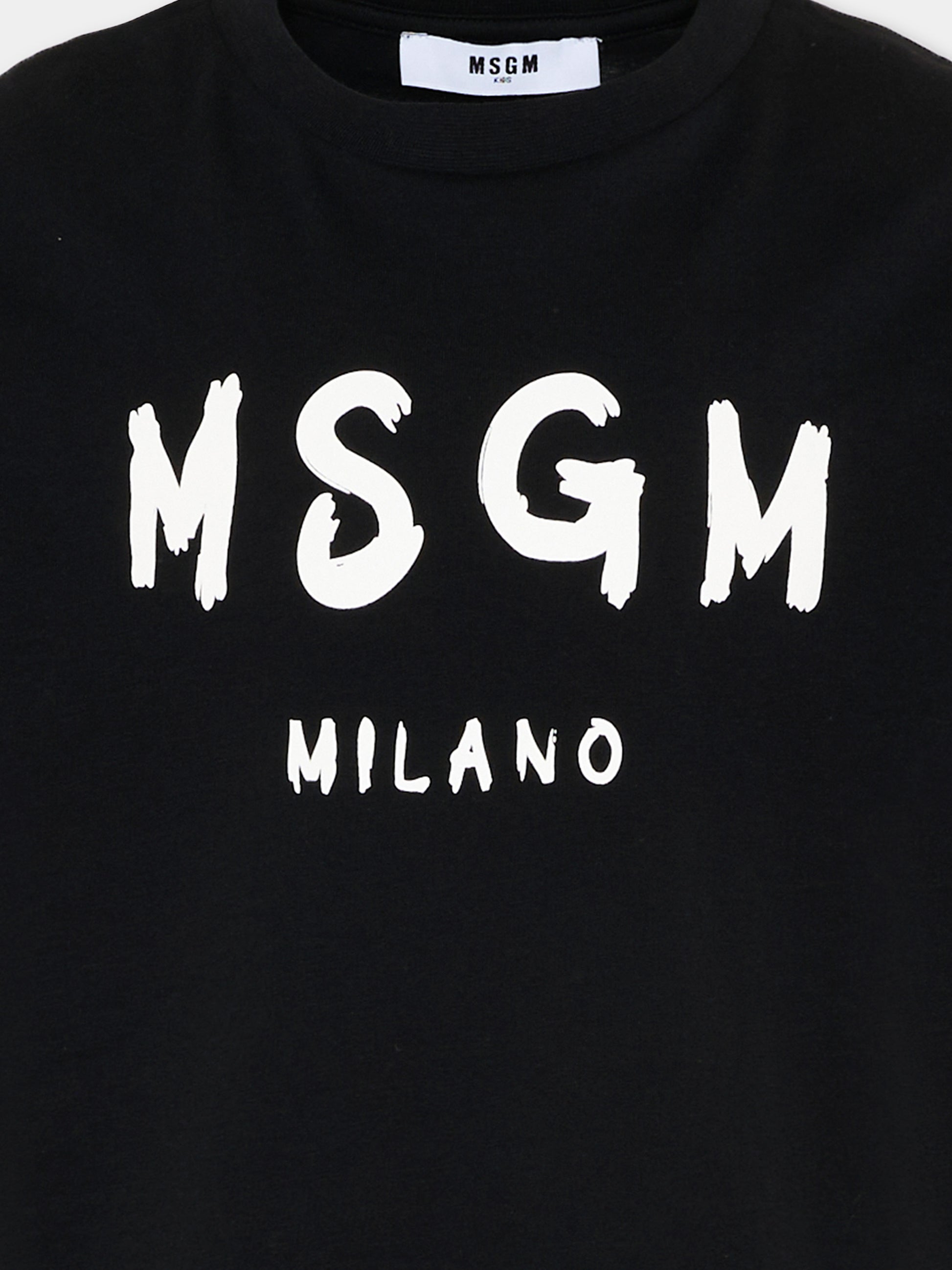 T-Shirt nera per bambini con logo,Msgm Kids,S6MSJUTH001 110