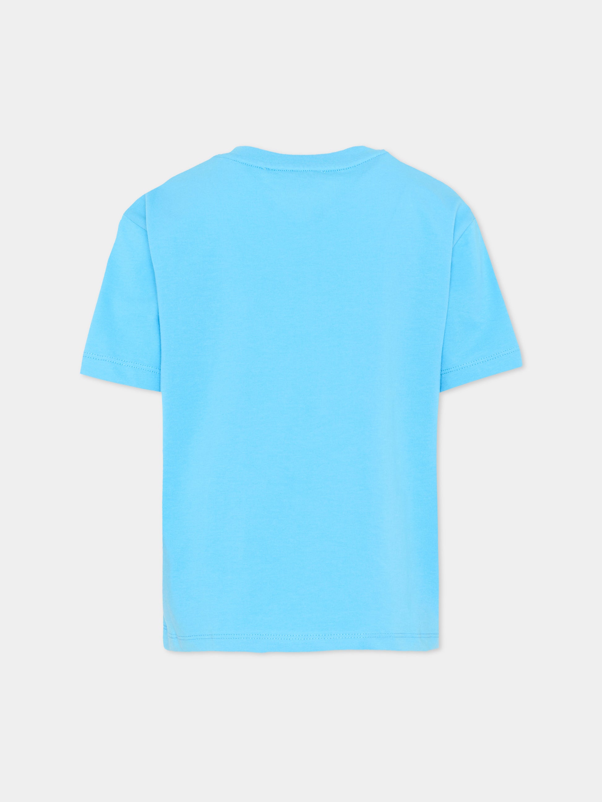 T-Shirt blu per bambini con logo,Msgm Kids,S6MSJUTH001 MS073