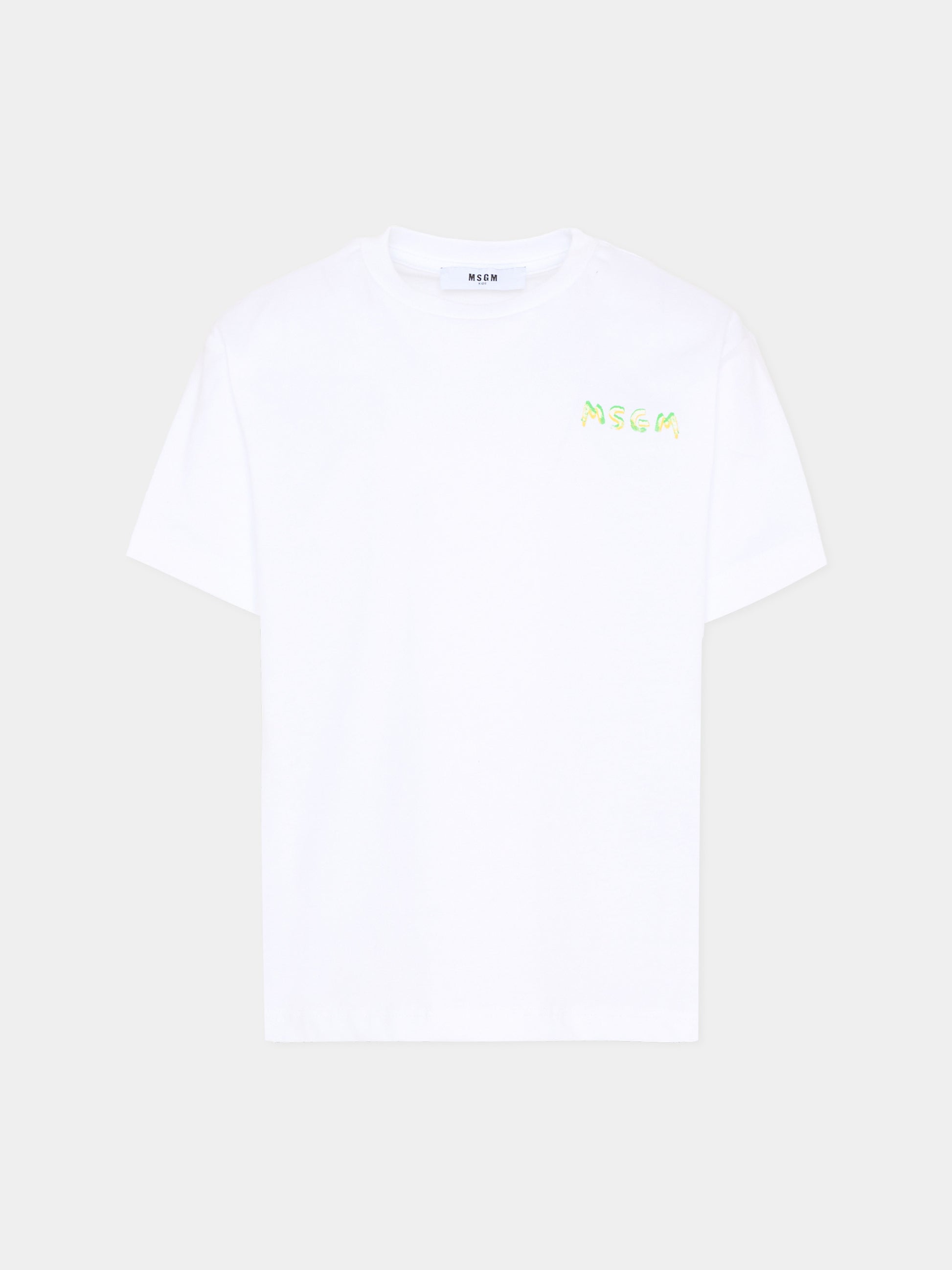 T-Shirt bianca per bambini con logo,Msgm Kids,S6MSJUTH003 001