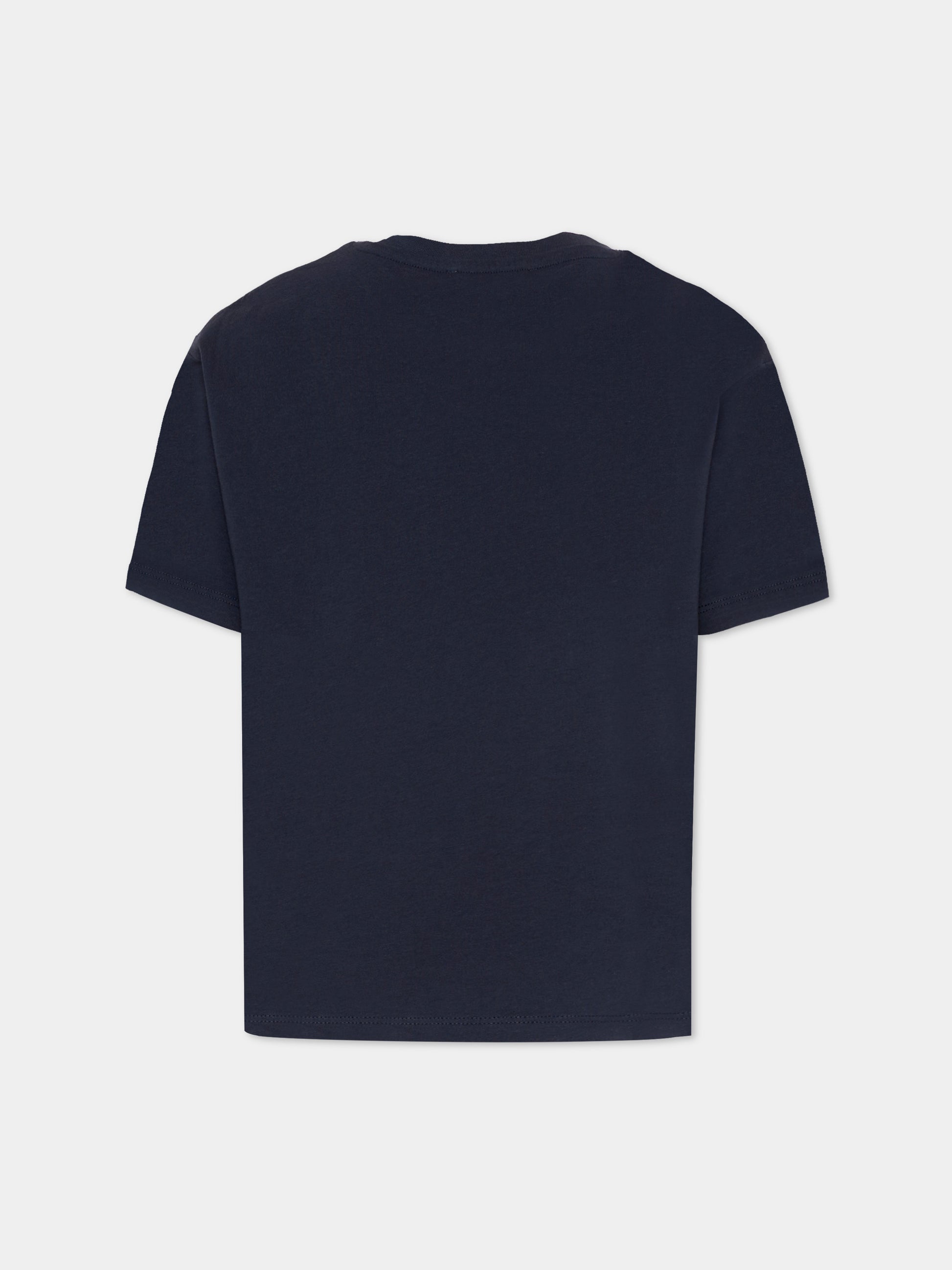 T-Shirt blu per bambini con logo,Msgm Kids,S6MSJUTH004 MS072
