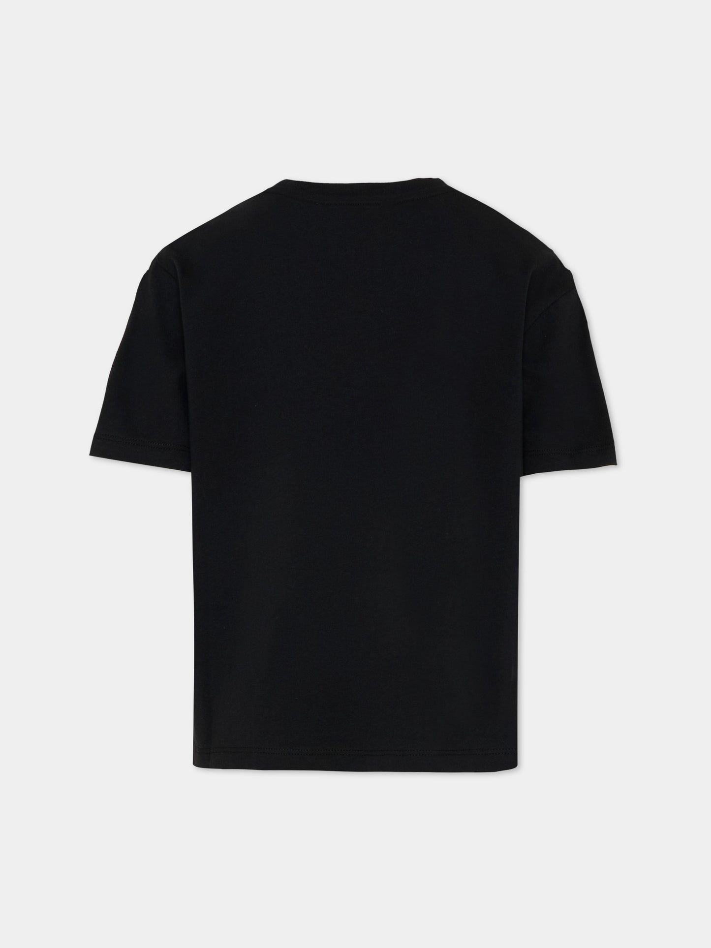 T-Shirt nera per bambina con logo box,Msgm Kids,S6MSJUTH005 110/88