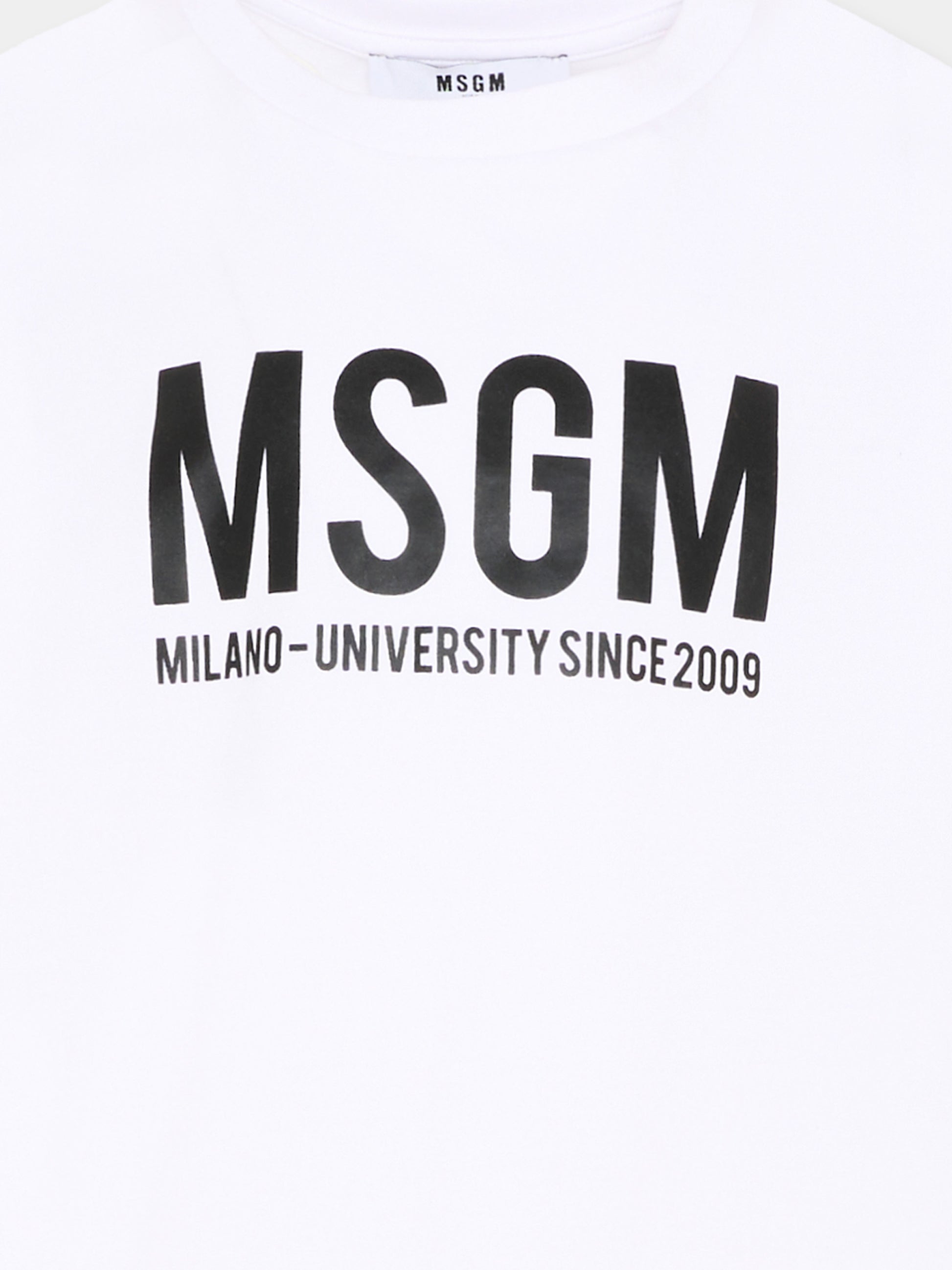 T-Shirt bianca per bambini con logo,Msgm Kids,S6MSJUTH051 001