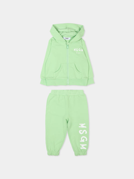 Completo sportivo verde per neonati con logo,Msgm Kids,S6MSUNSF265 MS077