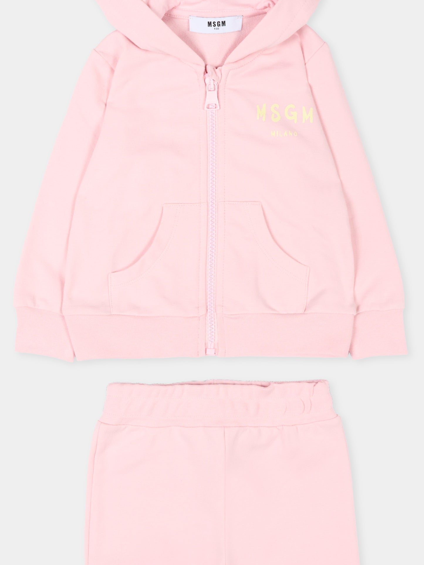 Completo sportivo rosa per neonata con logo,Msgm Kids,S6MSUNSF265 MS076