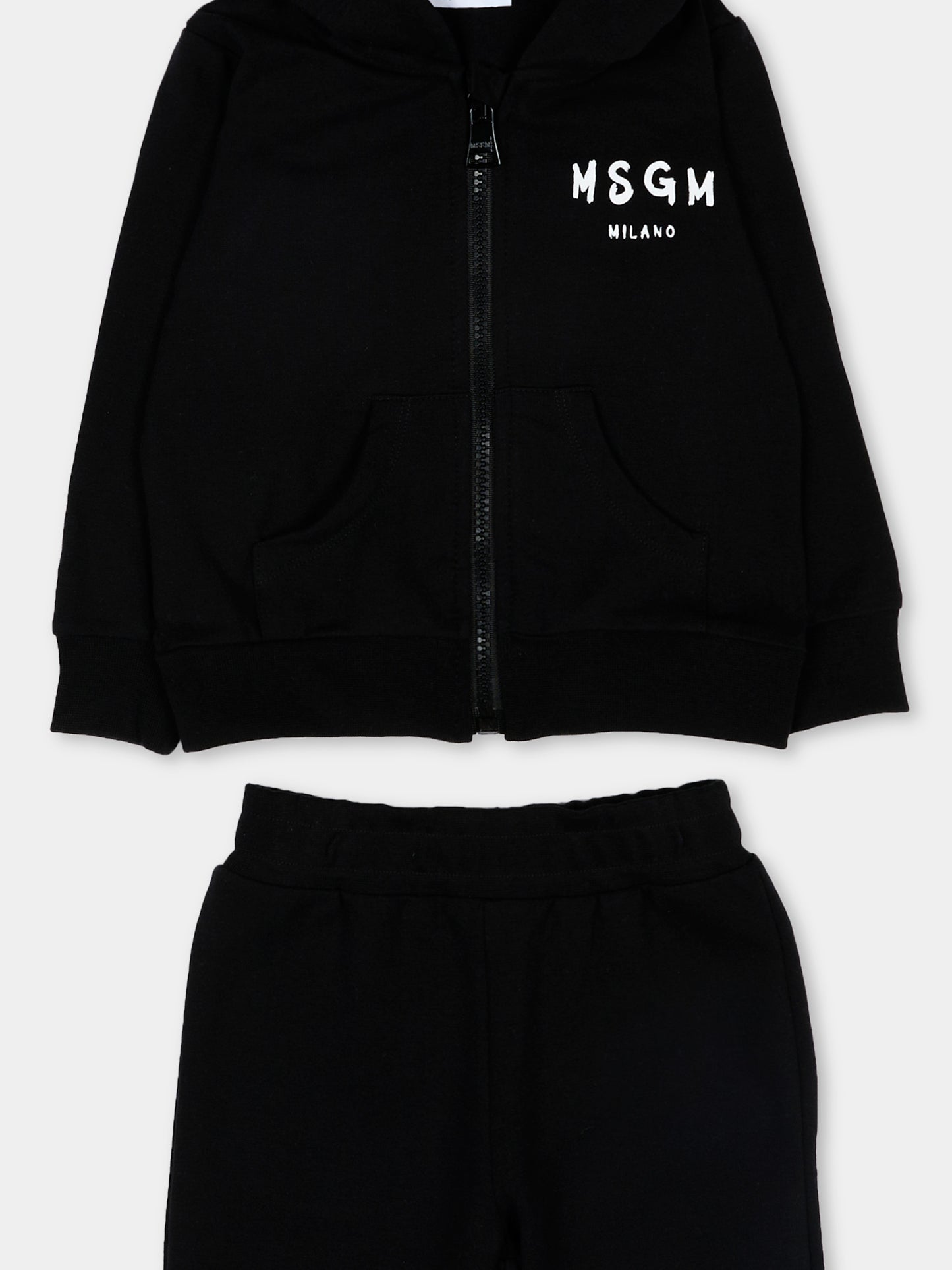 Completo sportivo nero per neonati con logo,Msgm Kids,S6MSUNSF265 110
