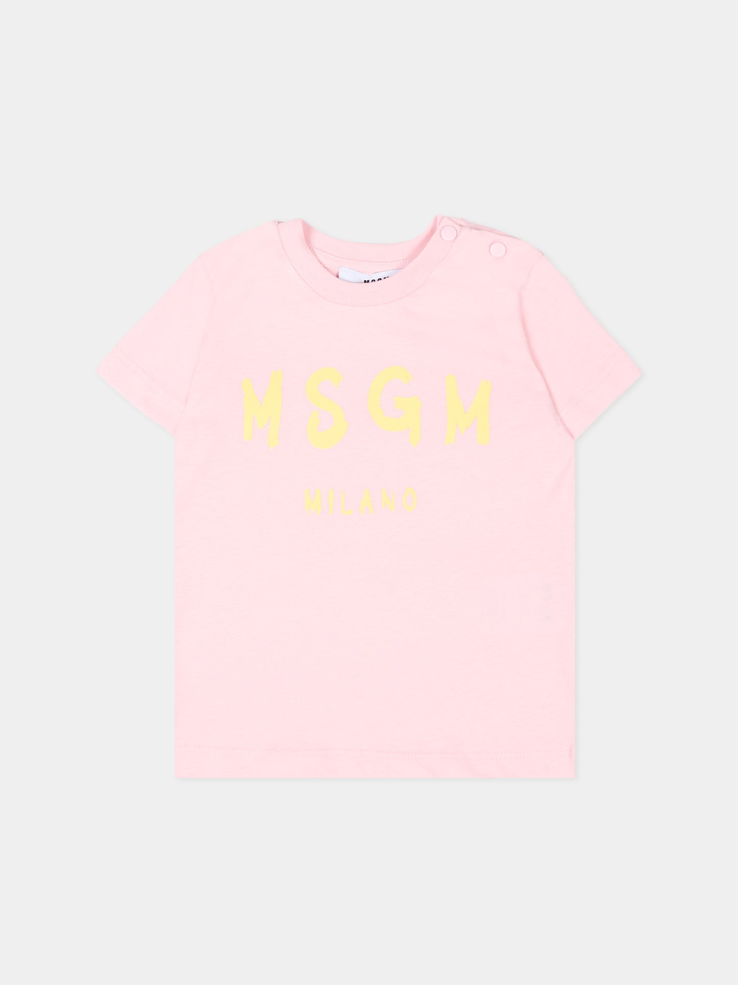 T-shirt rosa per neonata con logo,Msgm Kids,S6MSUNTH266 MS076