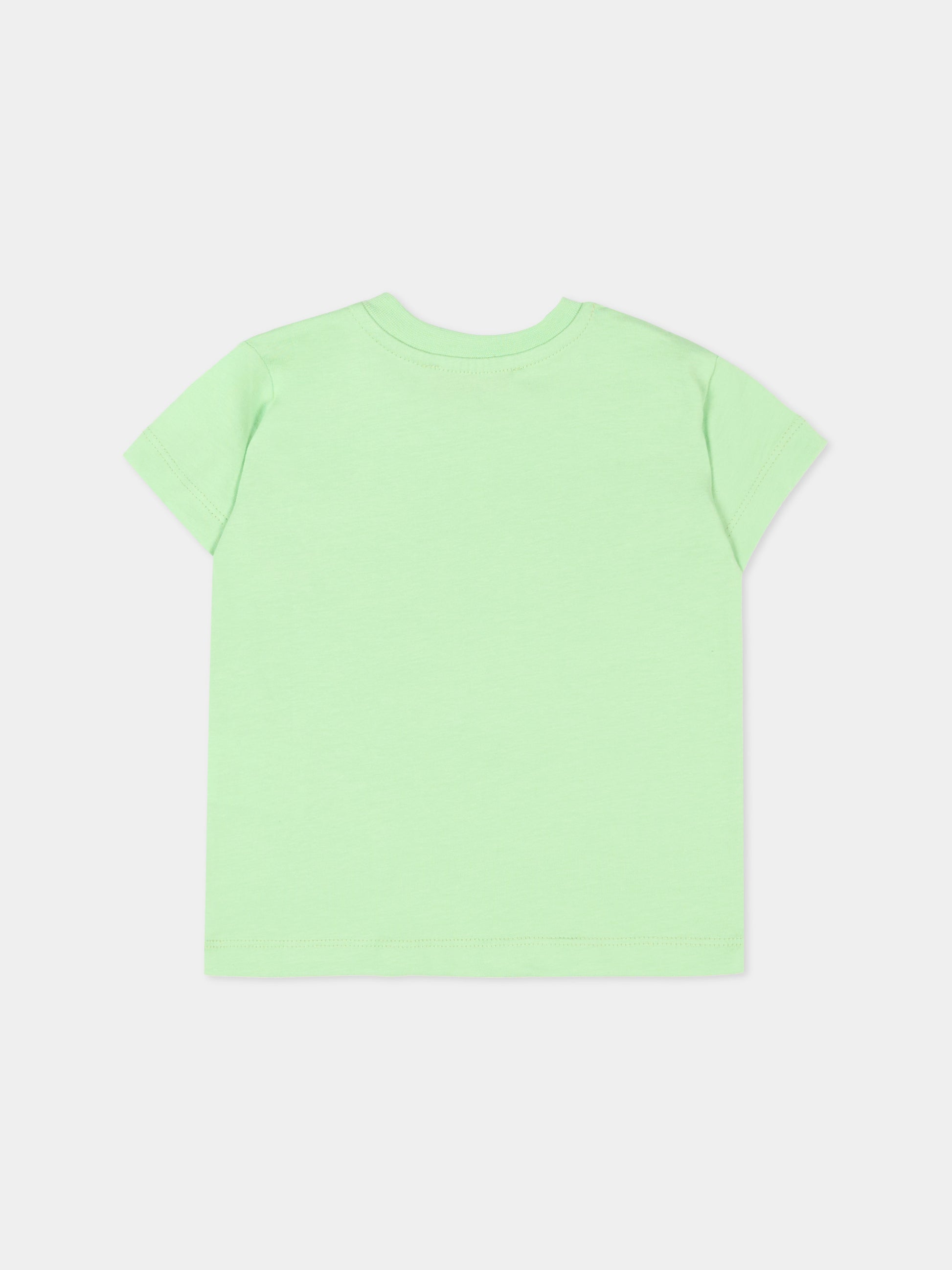 T-Shirt verde per neonati con logo,Msgm Kids,S6MSUNTH266 MS077