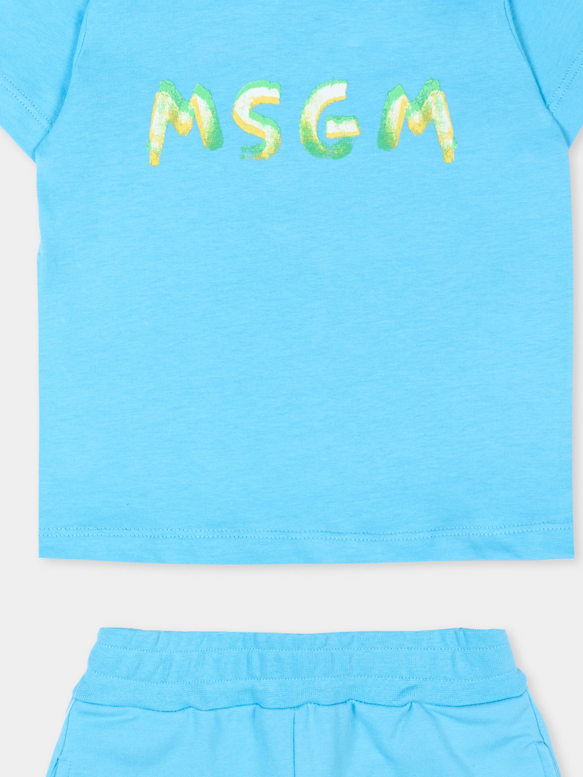 Completo sportivo blu per neonati con logo,Msgm Kids,S6MSUNTR263 MS073