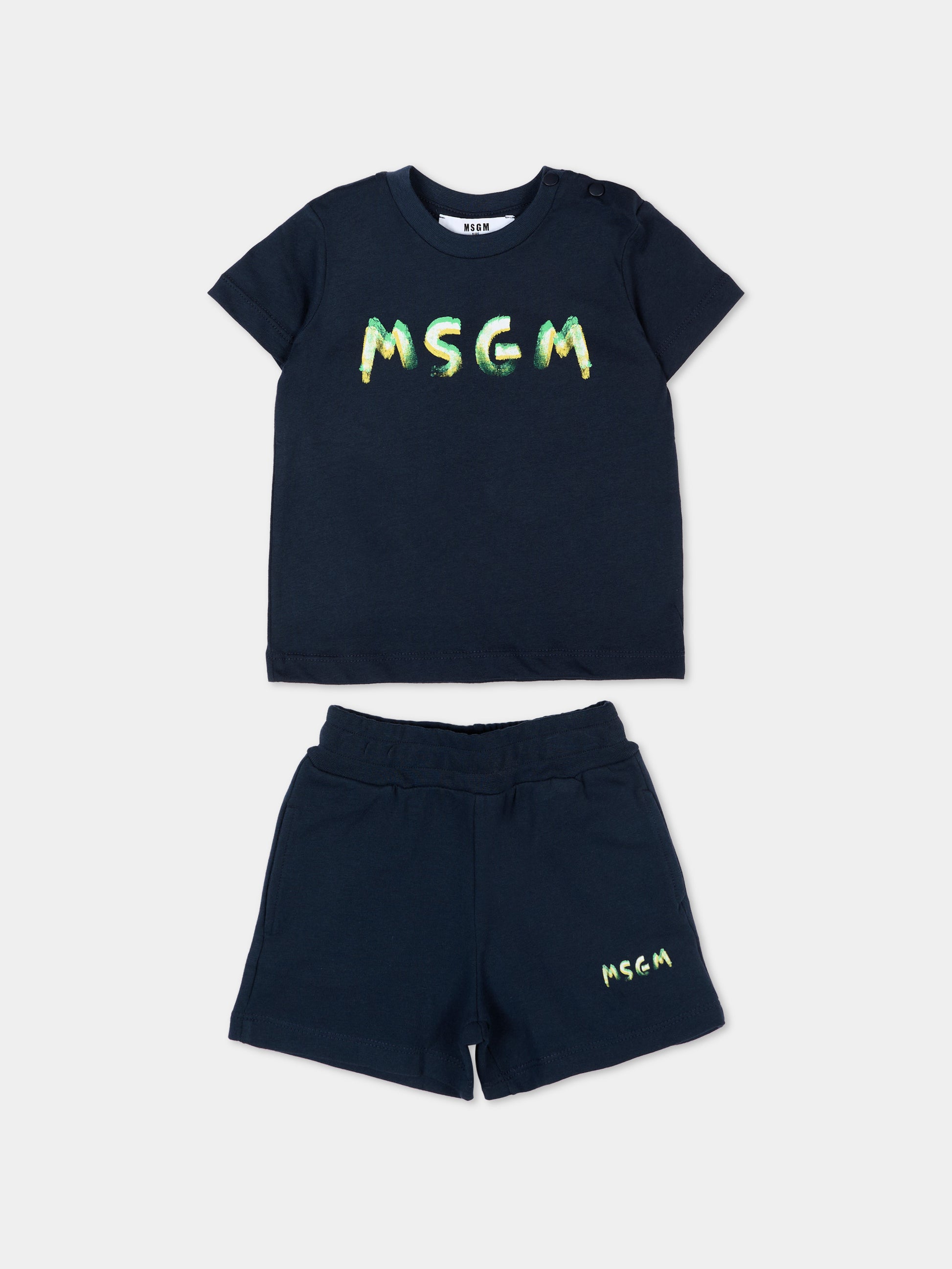 Completo sportivo blu per neonato con logo,Msgm Kids,S6MSUNTR263 MS072