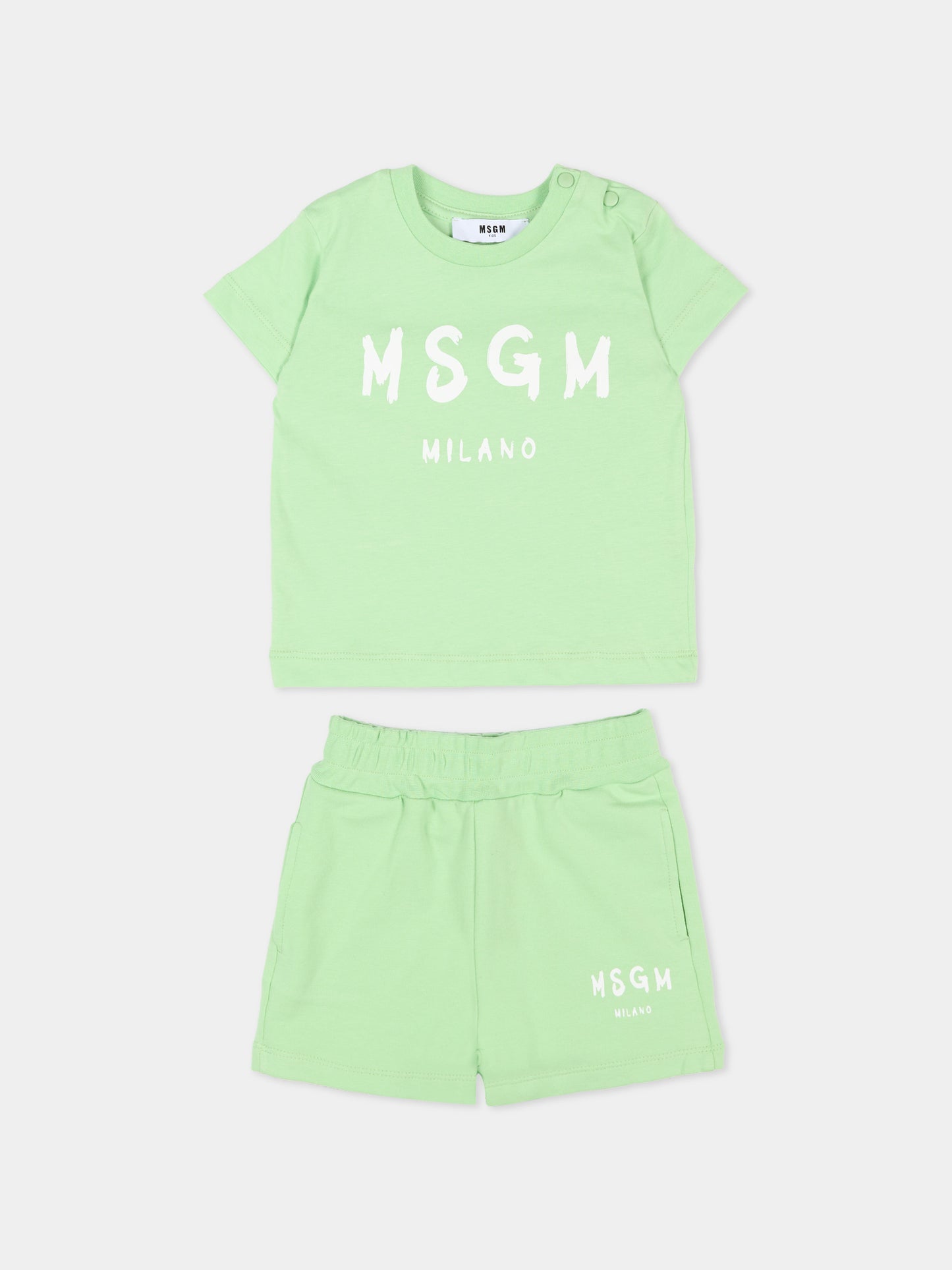Completo sportivo verde per neonati con logo,Msgm Kids,S6MSUNTR264 MS077