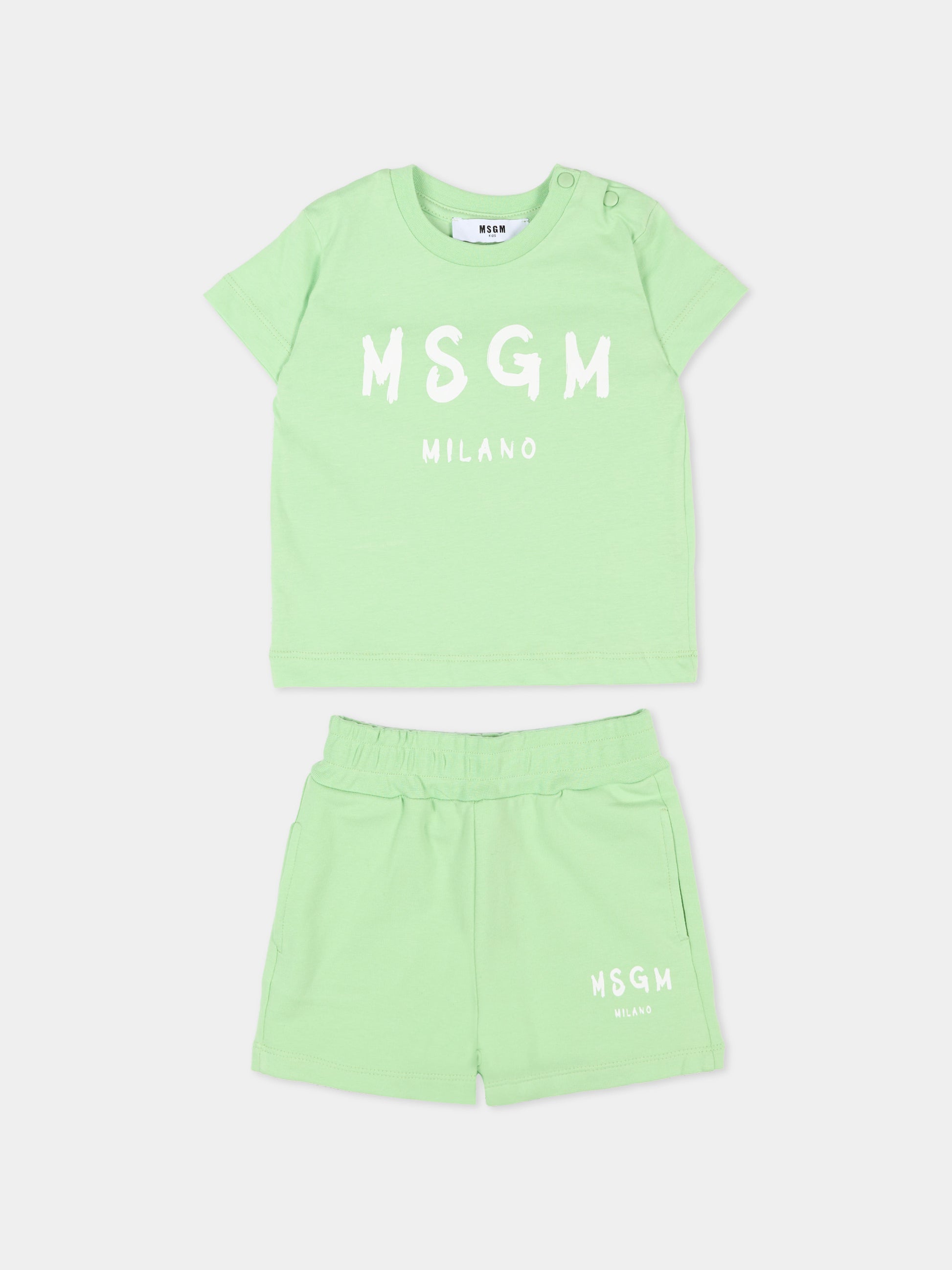 Completo sportivo verde per neonati con logo,Msgm Kids,S6MSUNTR264 MS077