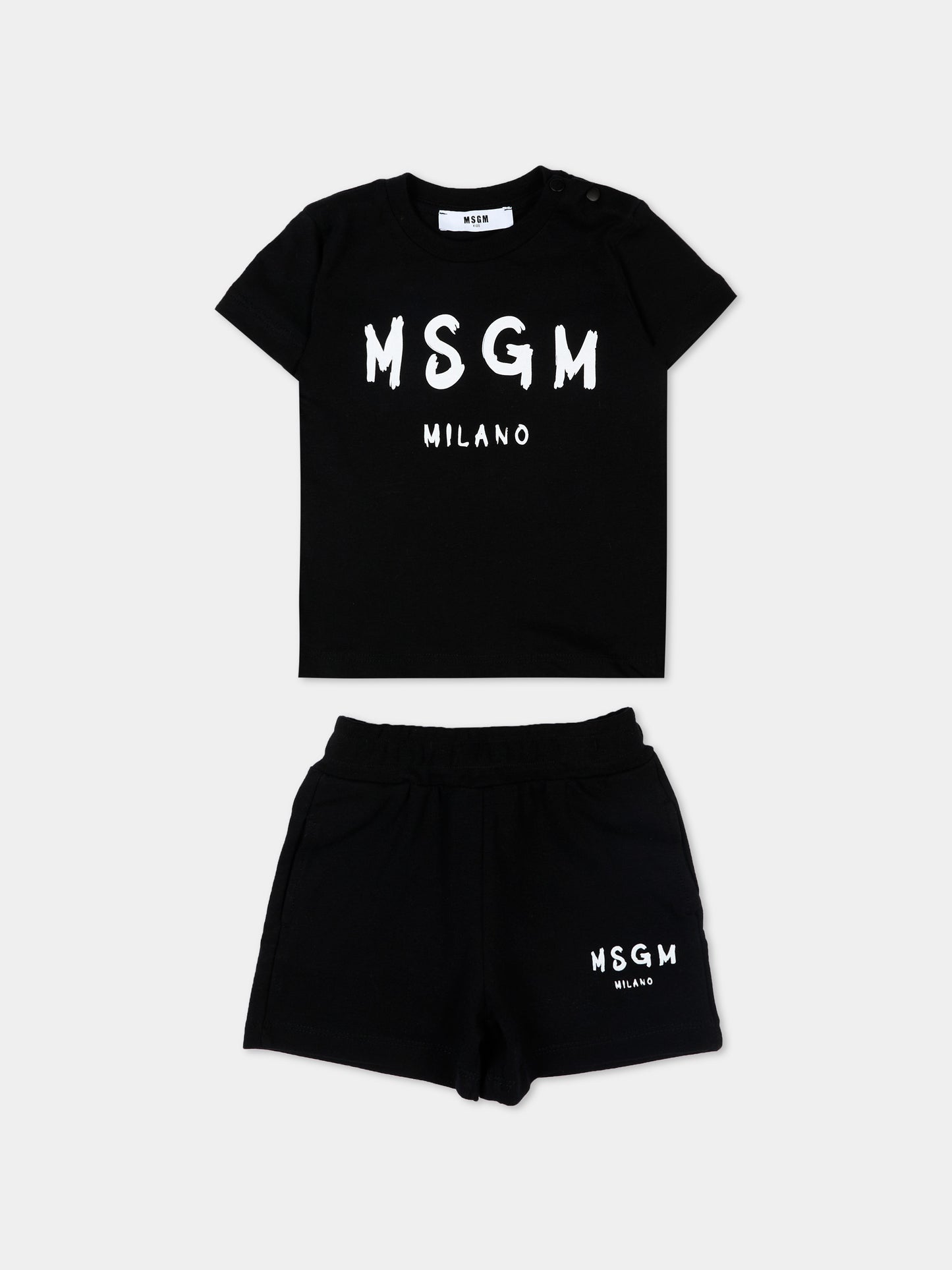 T-Shirt nera per neonati con logo,Msgm Kids,S6MSUNTR264 110
