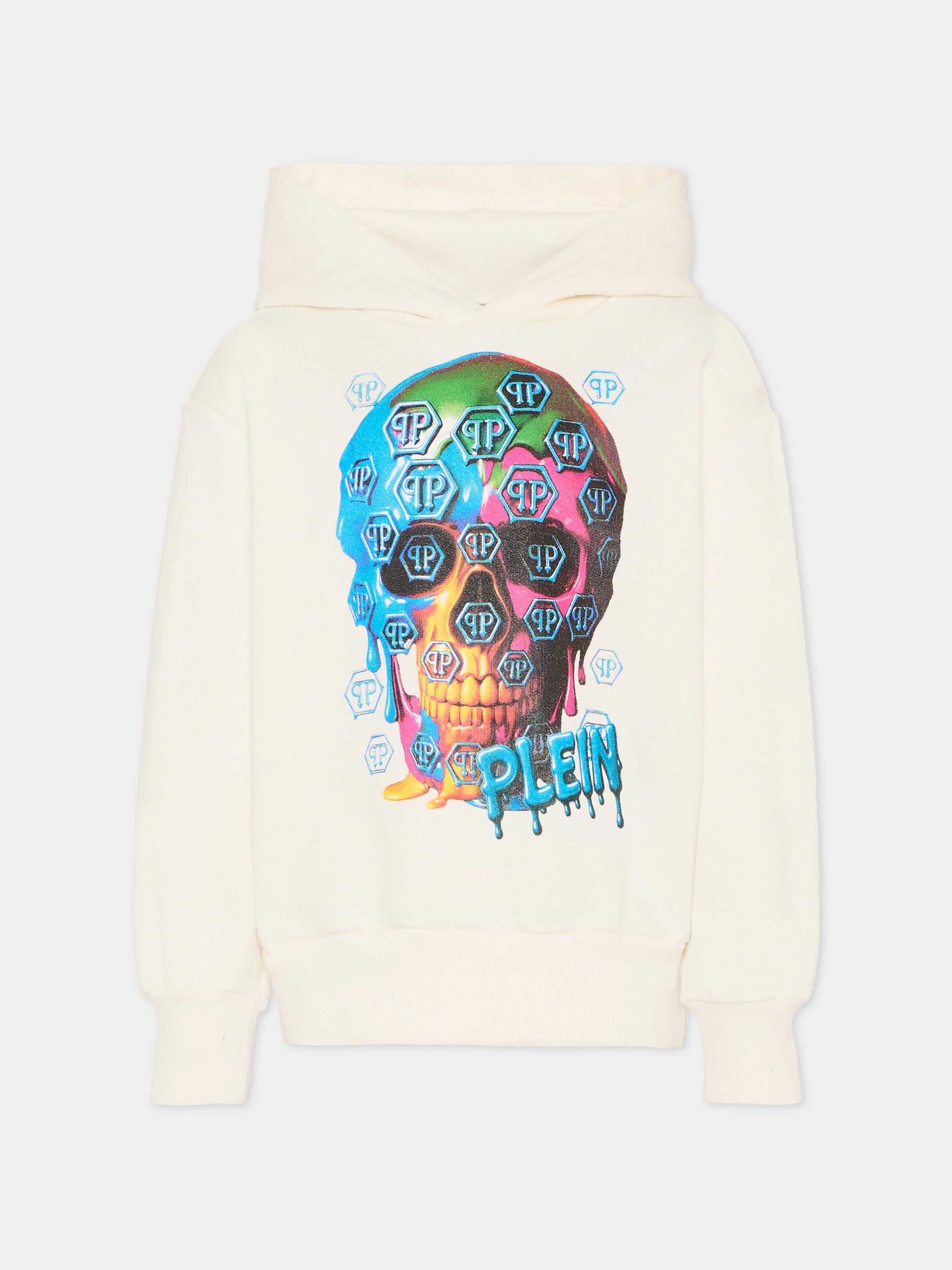 Felpa avorio per bambino con teschio,Philipp Plein Junior,S6PHJBHS245 002