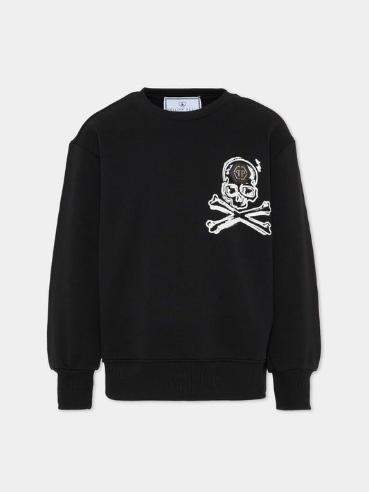 Felpa nera per bambino con teschio,Philipp Plein Junior,S6PHJBSW042 110