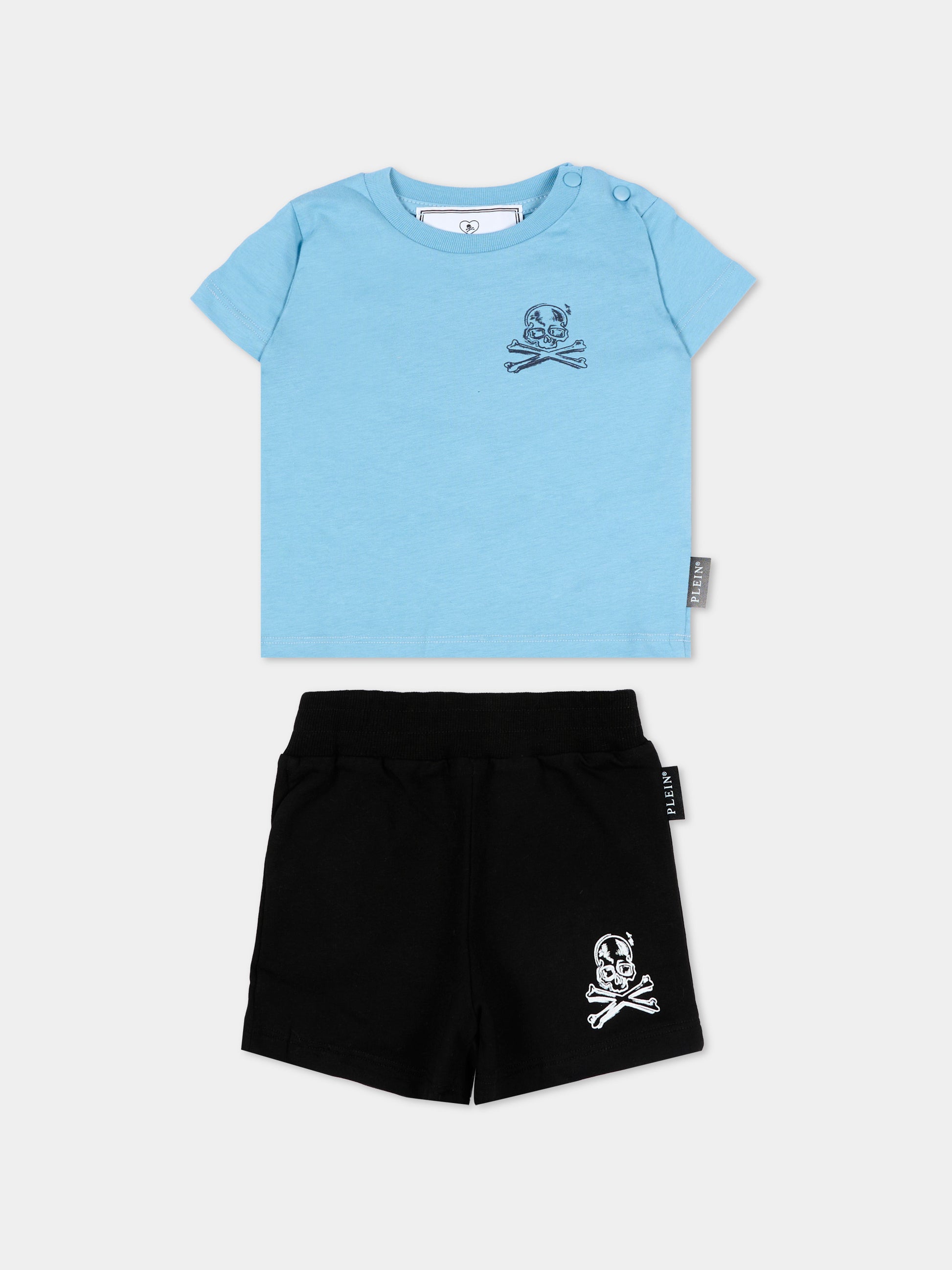 Completo sportivo azzurro per neonato con logo,Philipp Plein Junior,S6PHNBTS135 958