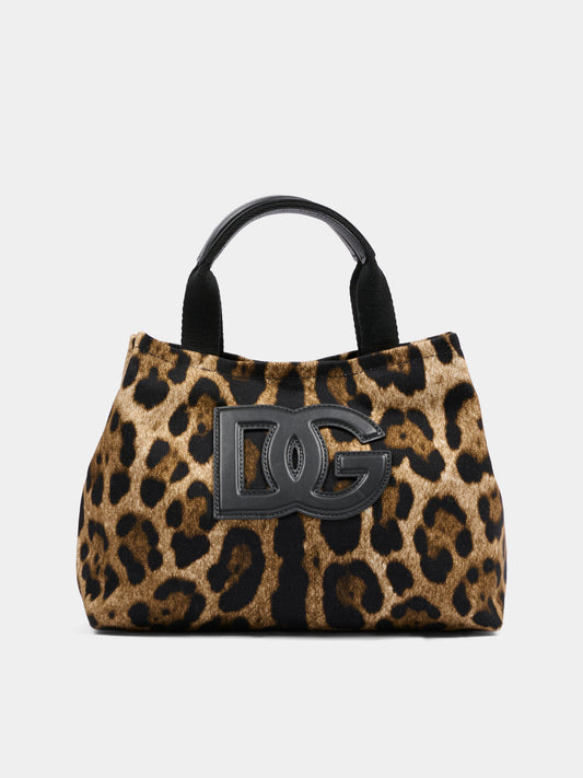 Borsa marrone per bambina con logo DG e stampa leopardata,Dolce & Gabbana Kids,EB0116 AX344 HY13M