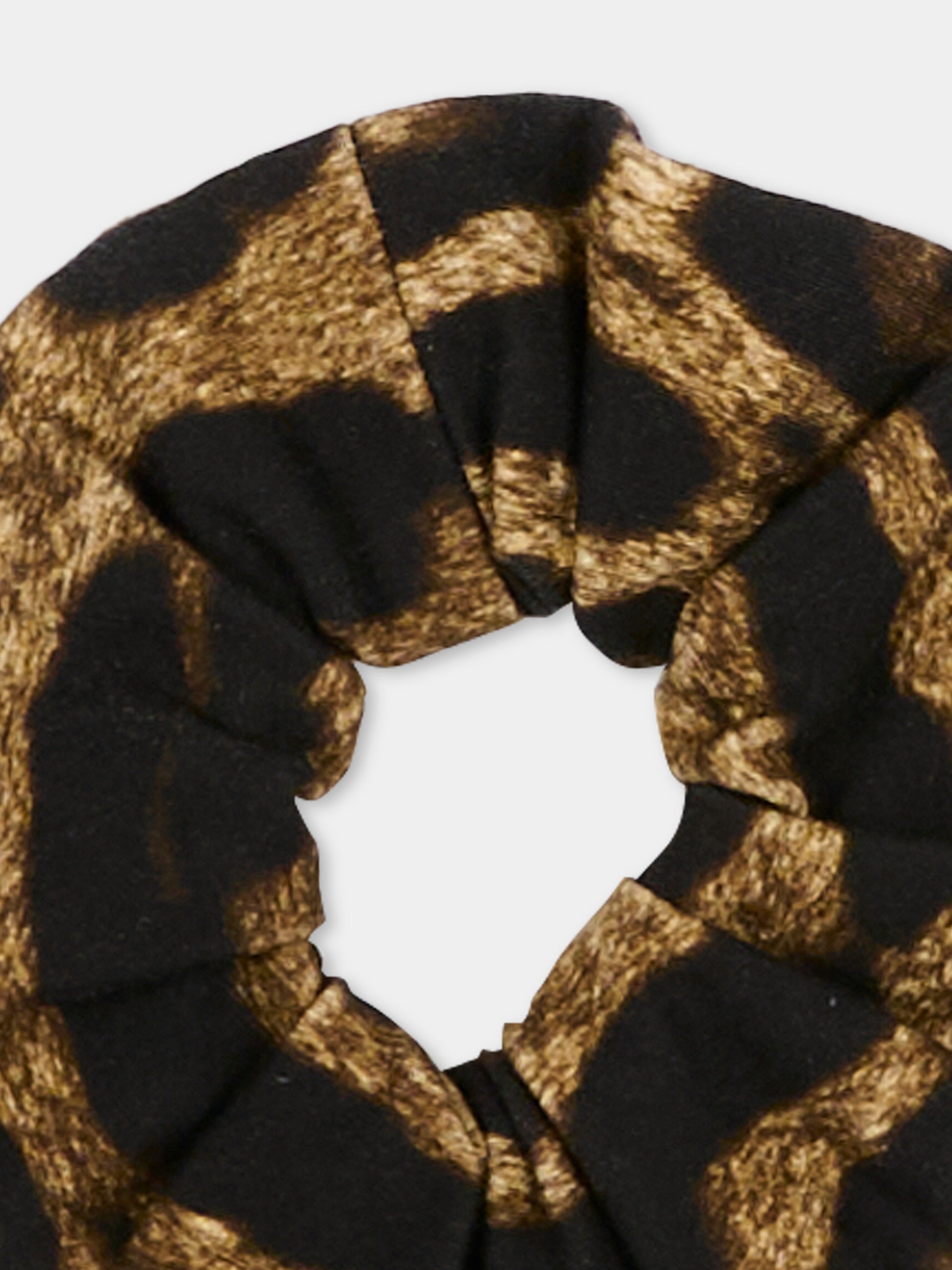 Elastico marrone per bambina con stampa animalier,Dolce & Gabbana Kids,LB7A12 FSGQX HY13M