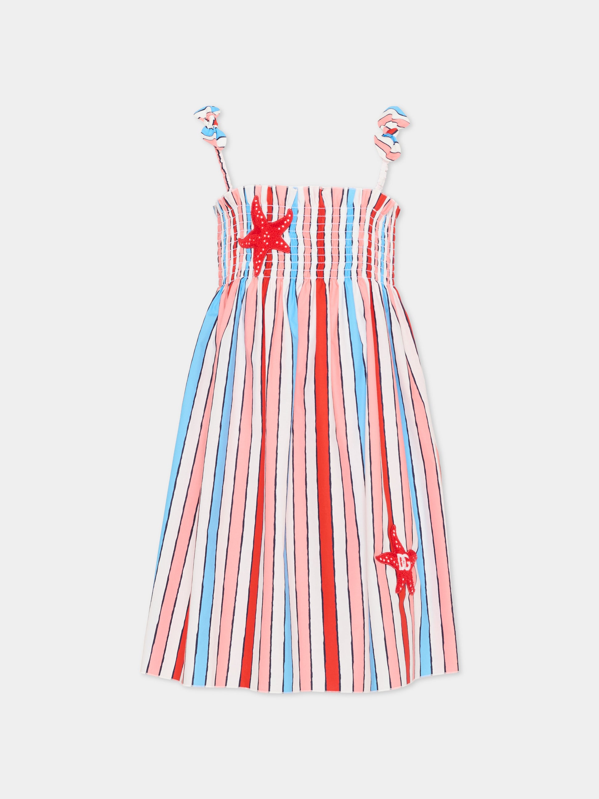 Vestito multicolor per bambina con patch logato,Dolce & Gabbana Kids,L54DE0 HS5UN HA5YQ