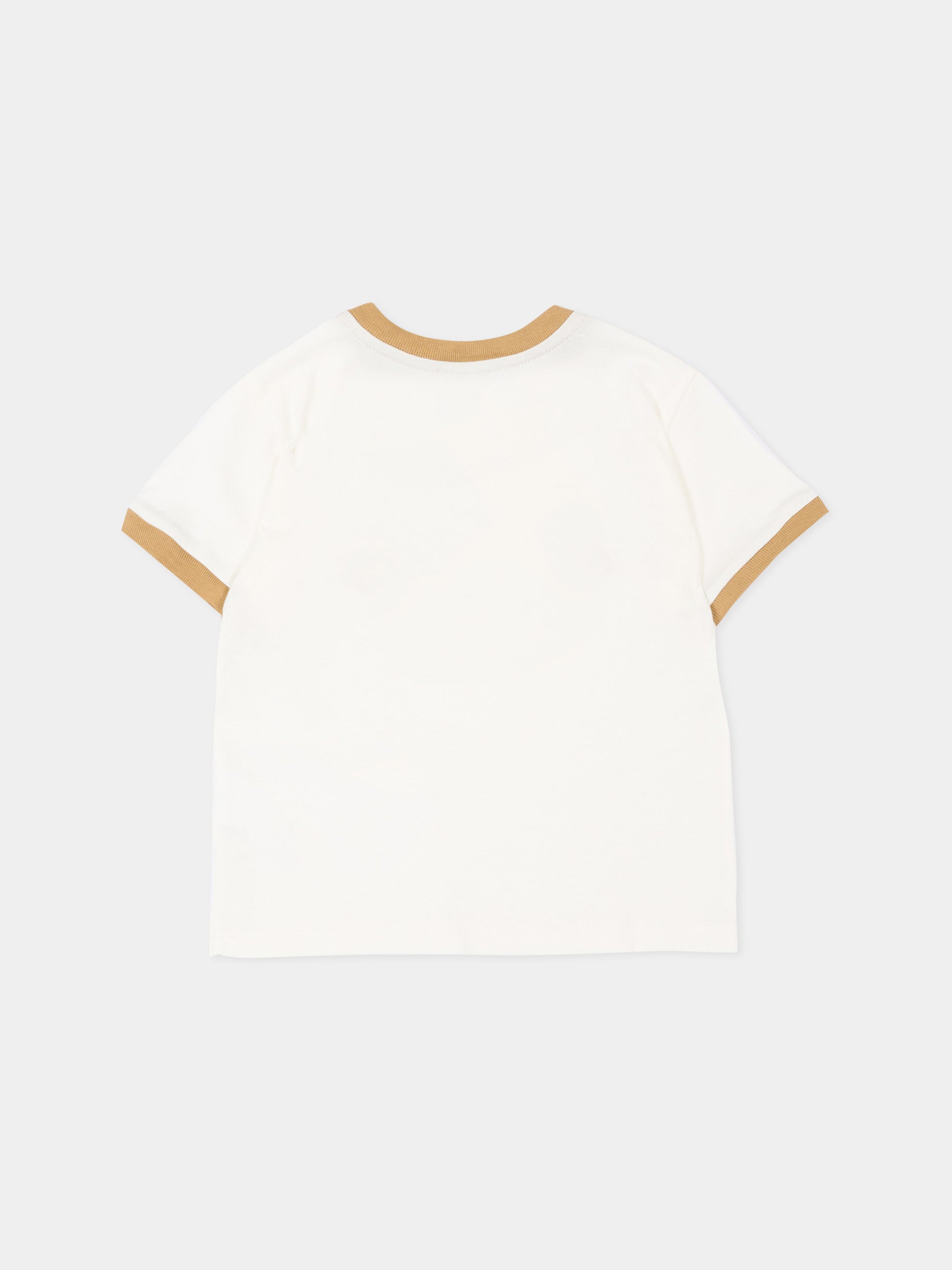 T-Shirt avorio per neonato con logo,Dolce & Gabbana Kids,L1JTJP G7PRH W0111