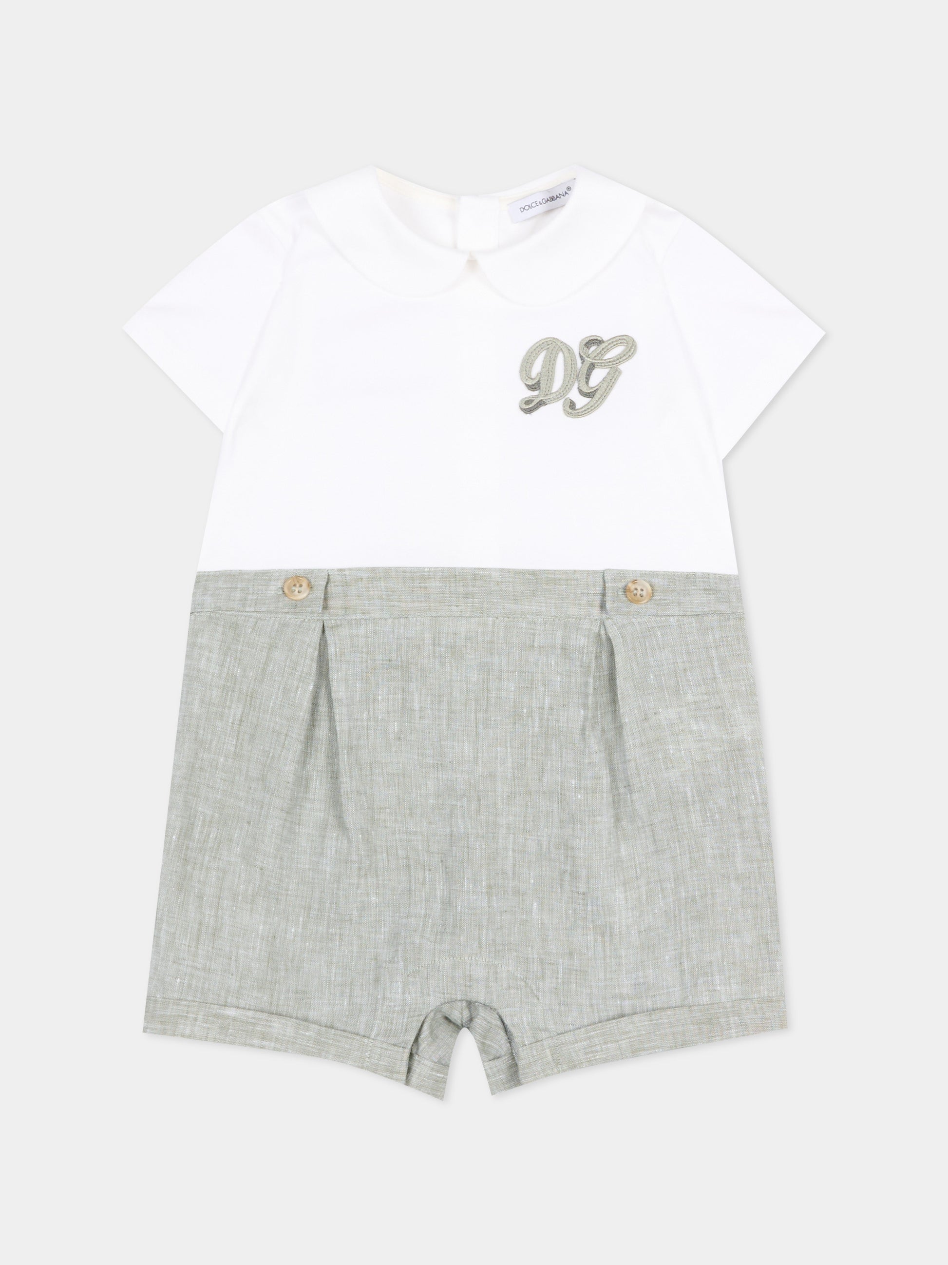 Pagliaccetto grigio per neonato con logo,Dolce & Gabbana Kids,L1JOBX G7P5R S9000