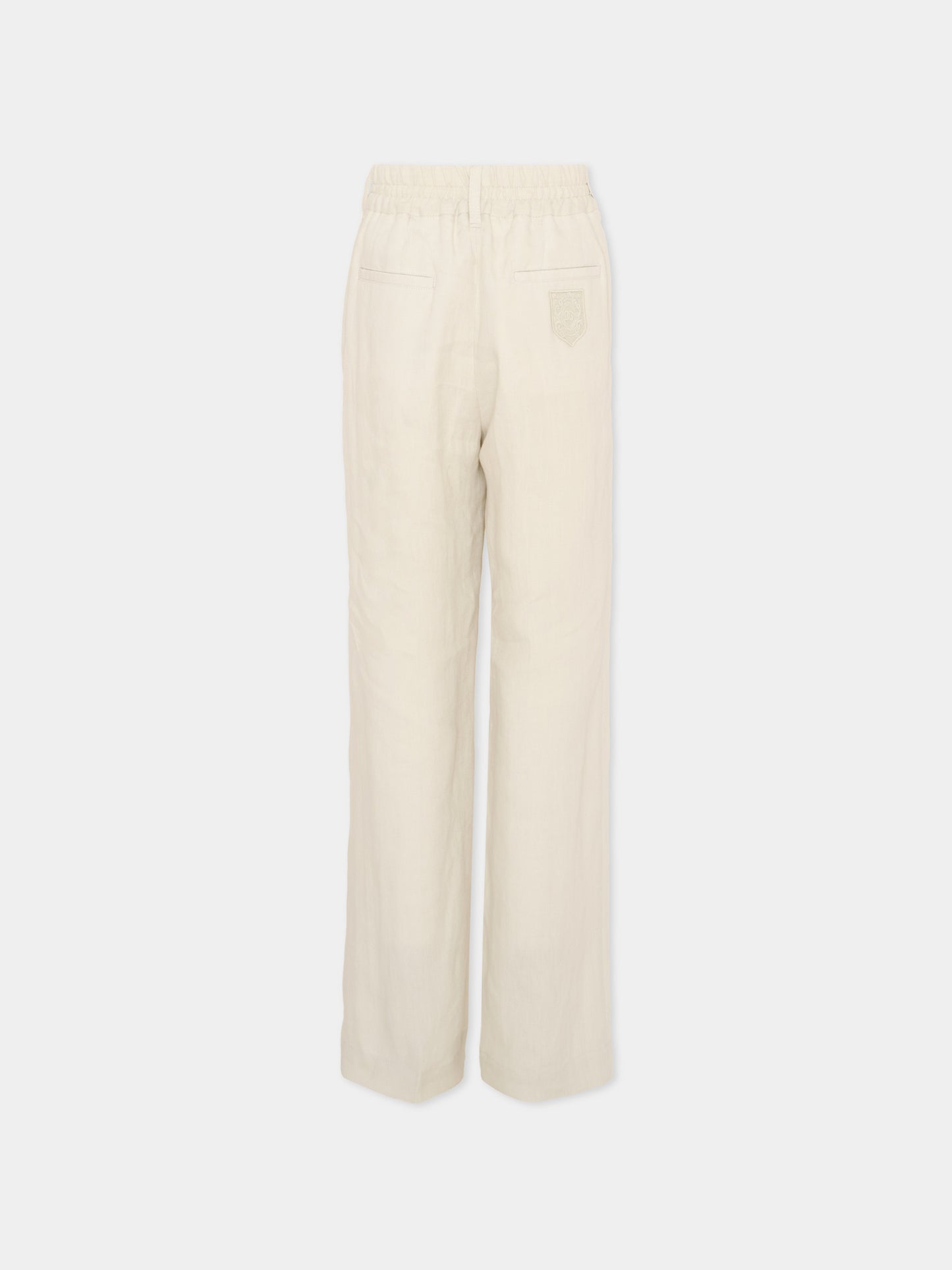 Pantaloni beige per bambino con logo,Dolce & Gabbana Kids,L44P73 FU4LH A3791