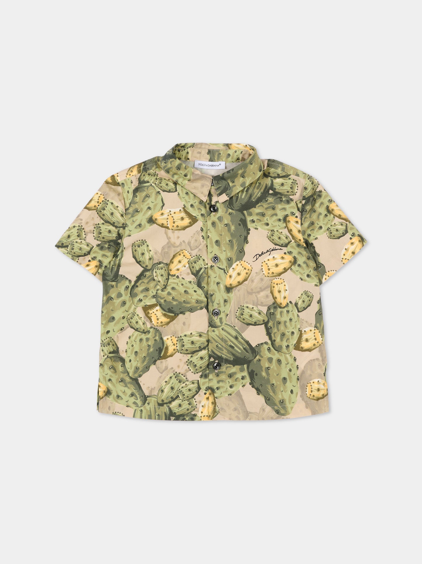 Camicia multicolor per neonato con fichi d'india,Dolce & Gabbana Kids,L14S79 HS5UI HA5XN