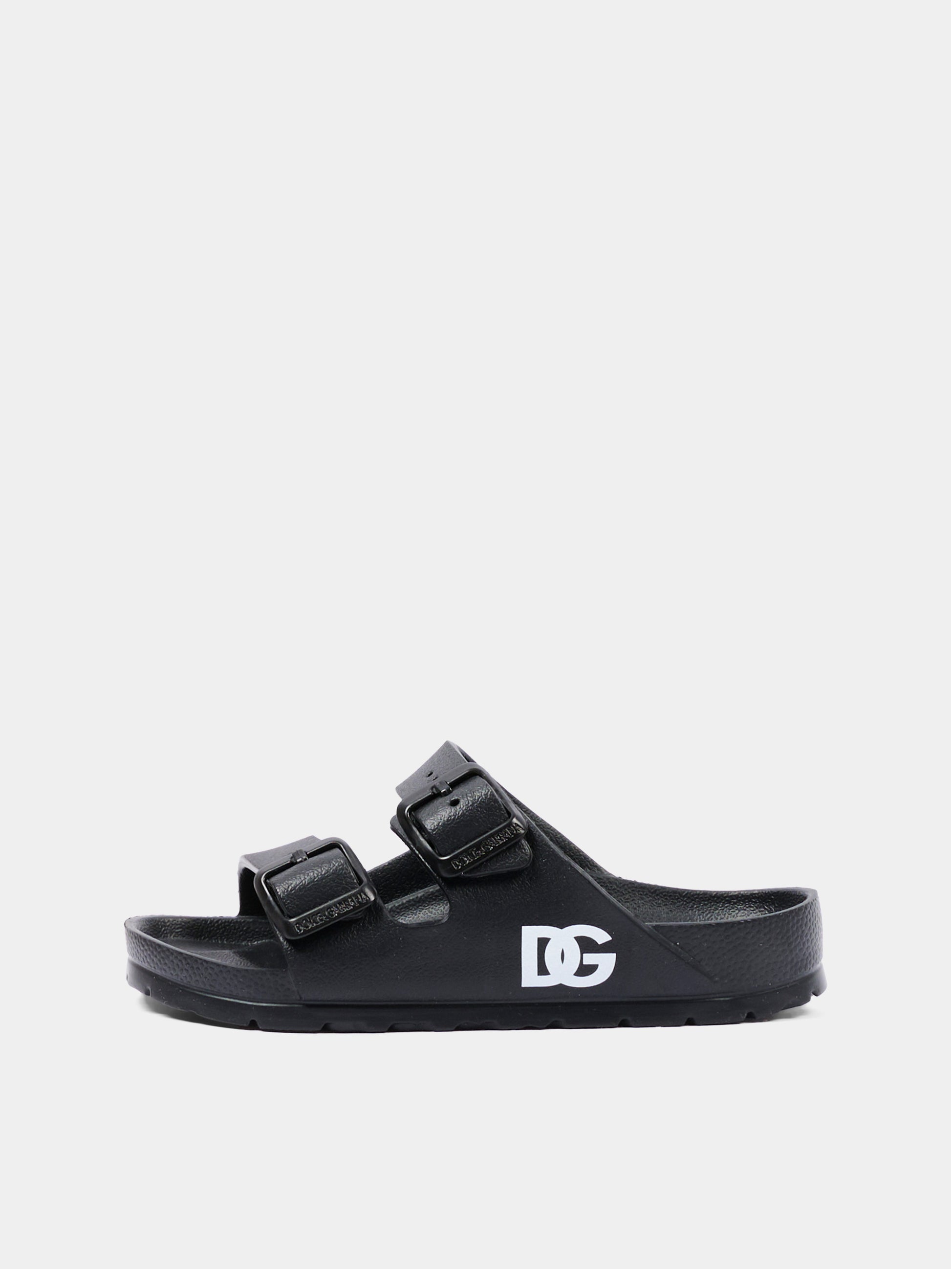 Ciabatte nere per bambini con logo,Dolce & Gabbana Kids,DD0324 A5103 80999