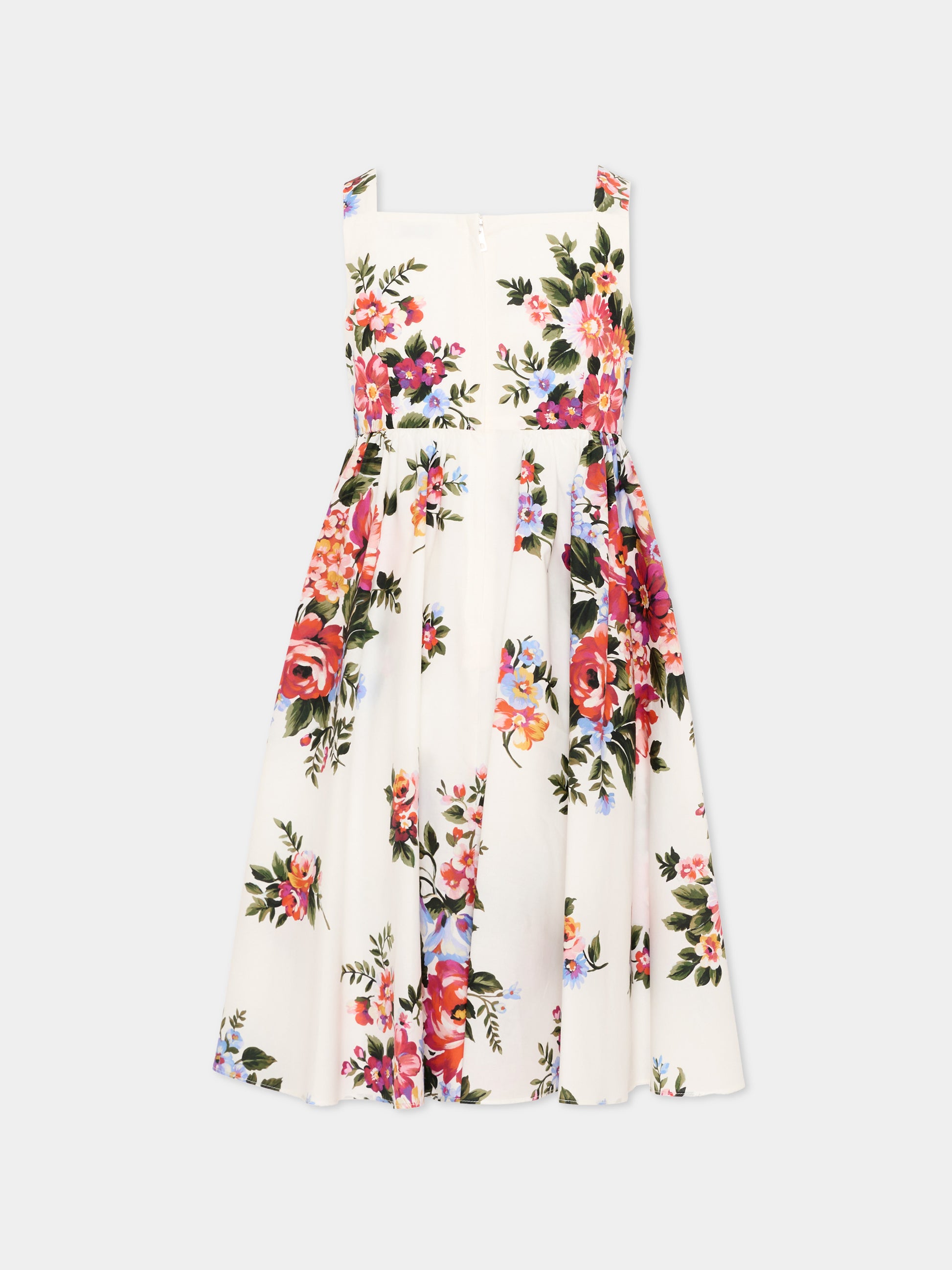 Vestito bianco floreale per bambina,Dolce & Gabbana Kids,L53DI6 HS5UU HA5ZO