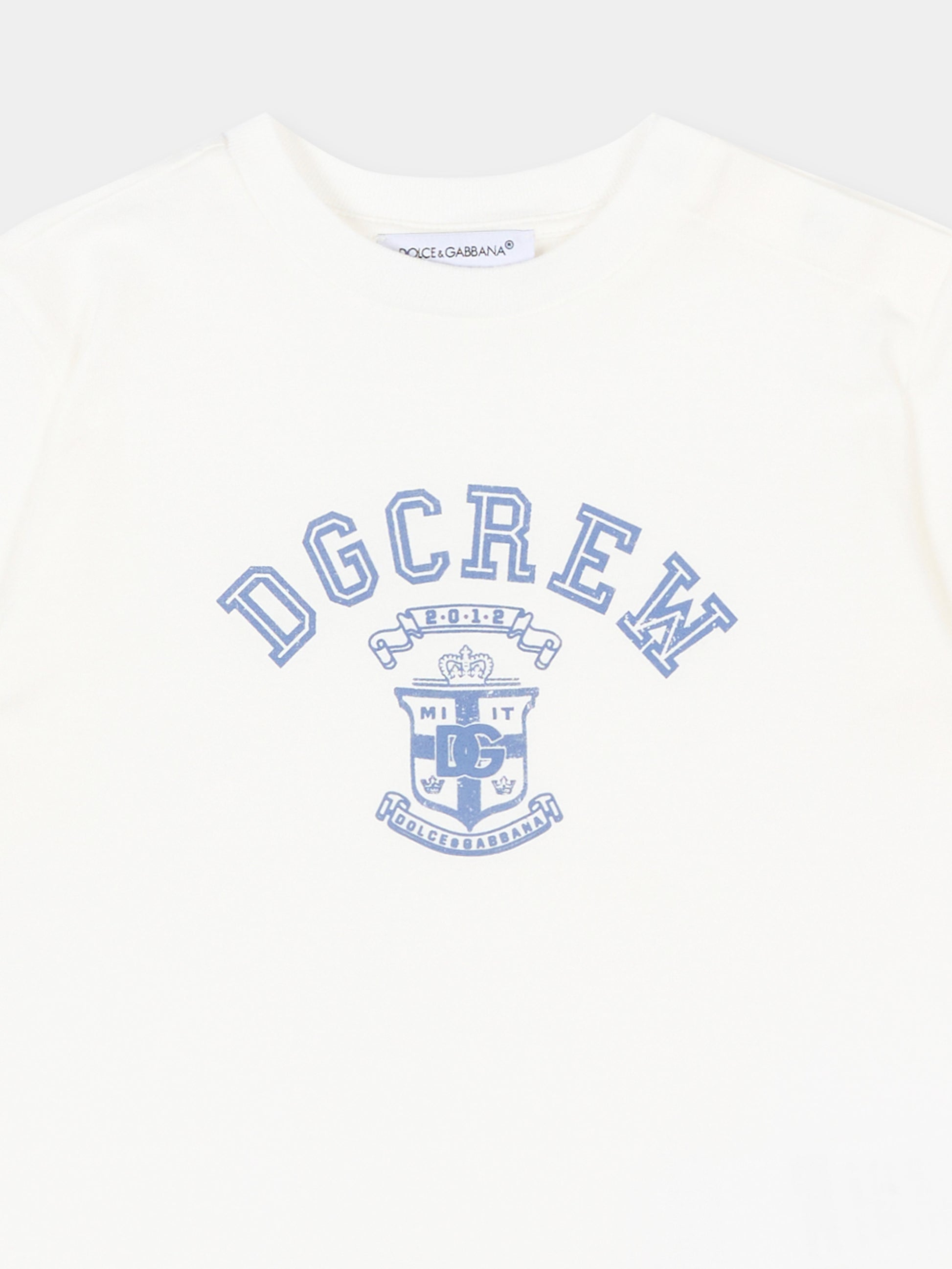T-Shirt bianca per neonato con logo,Dolce & Gabbana Kids,L1JTEY G7PUD W0111