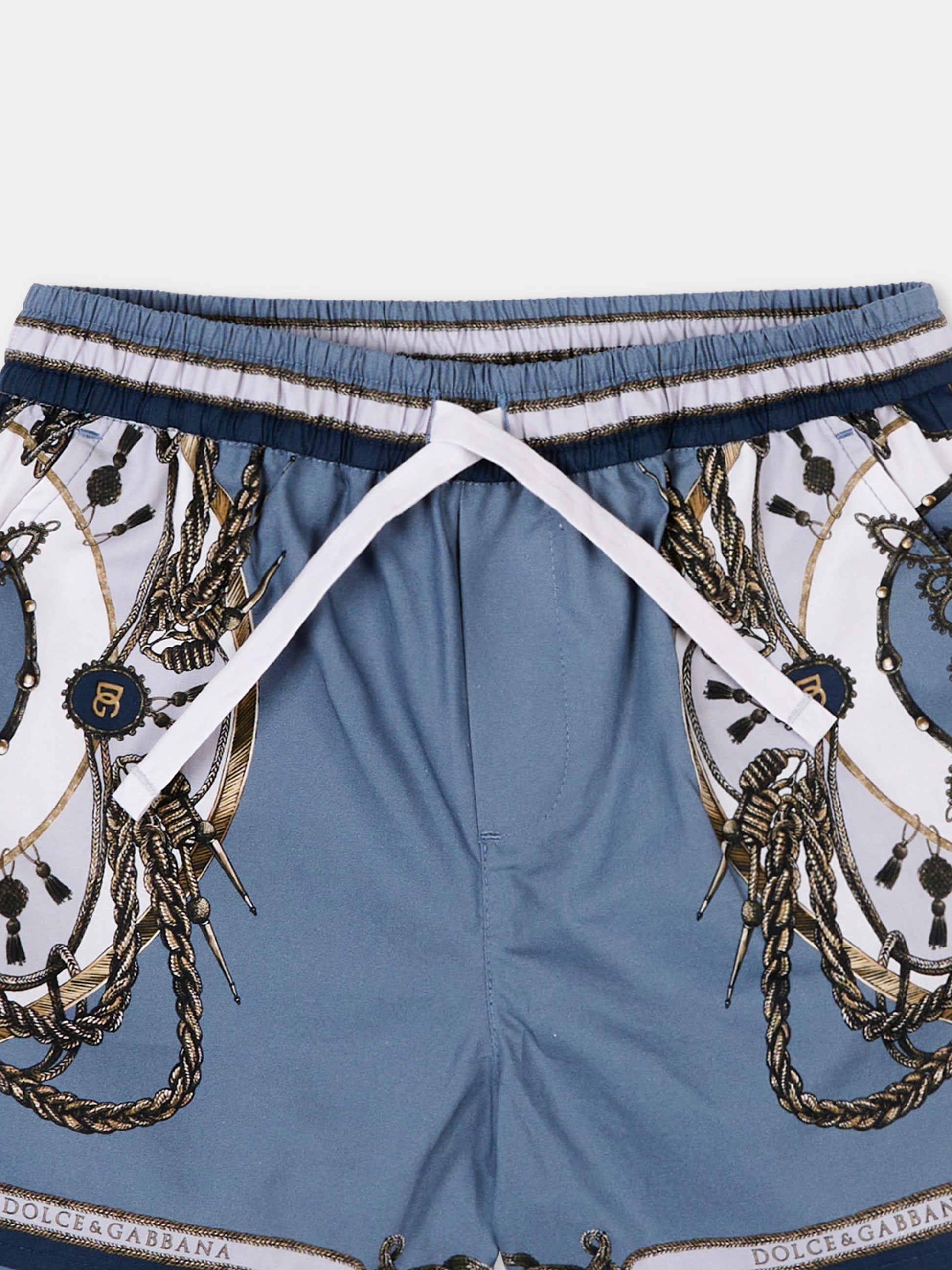 Shorts multicolor per neonato con stampa corde,Dolce & Gabbana Kids,L14Q07 FI5NQ HT5XB