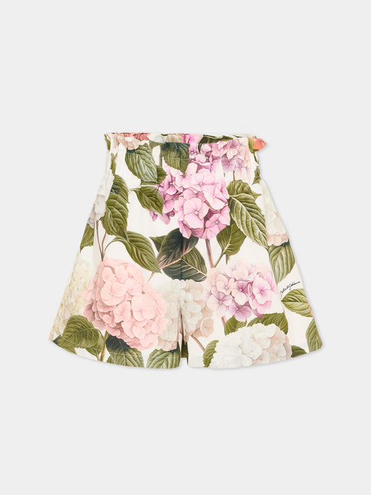 Shorts multicolor per bambina con stampa floreale,Dolce & Gabbana Kids,L53Q43 HS5T6 HA5XG