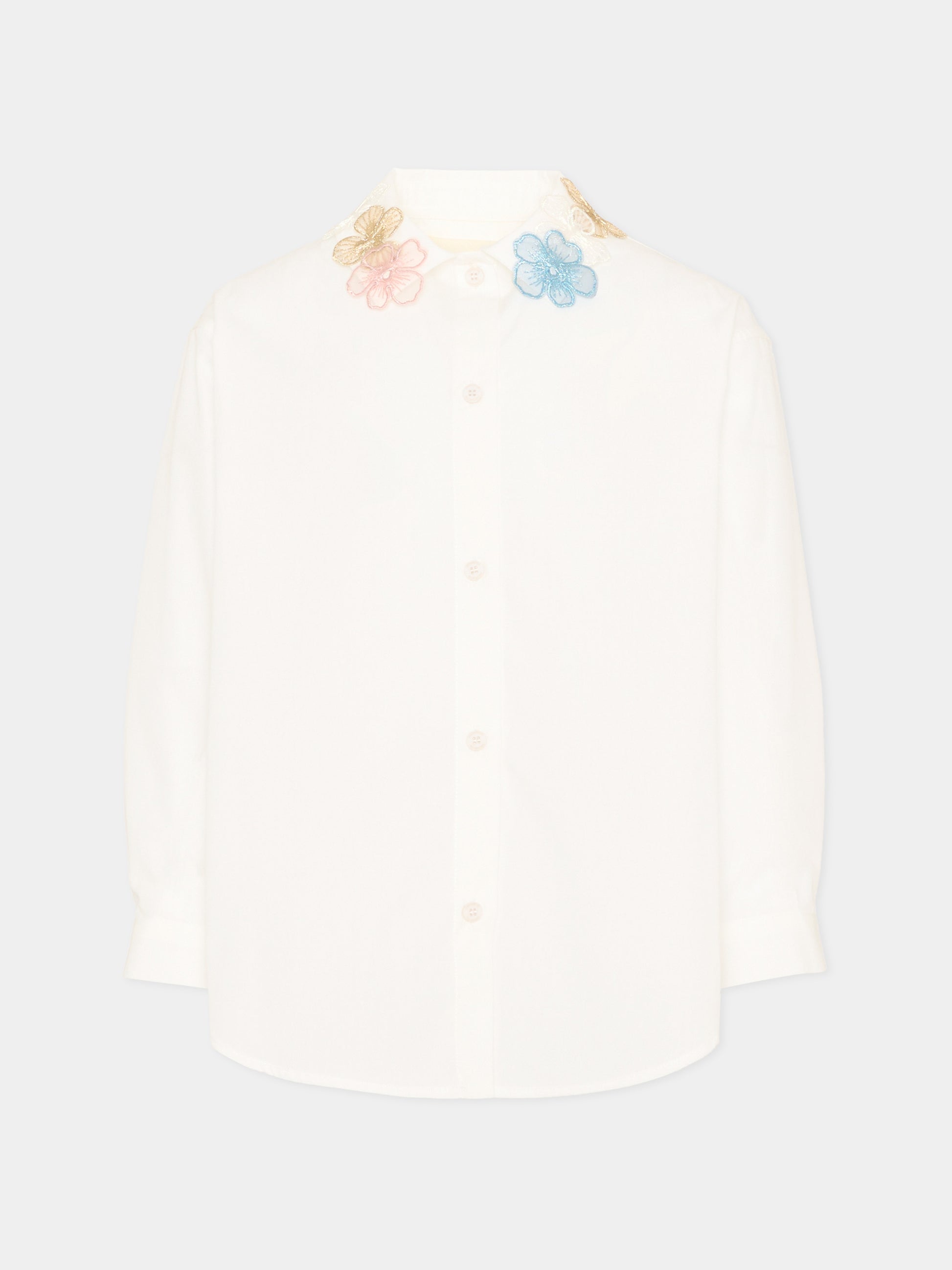 Camicia bianco per bambina con fiori,Simonetta,SY5A20-P0013 101MC