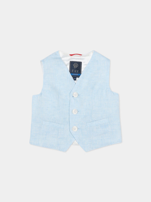 Light blue vest for baby boy with logo