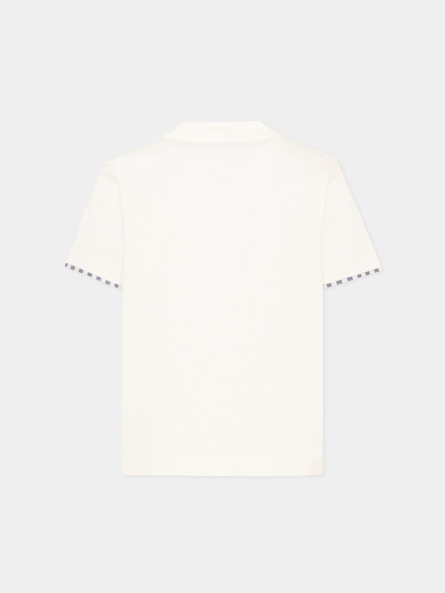 T-shirt avorio per bambino con tasca a righe,Fay Kids,FY8P41 Z3708 101BL