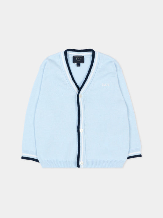 Cardigan celeste per neonato con logo,Fay Kids,FY9510 Z3668 602