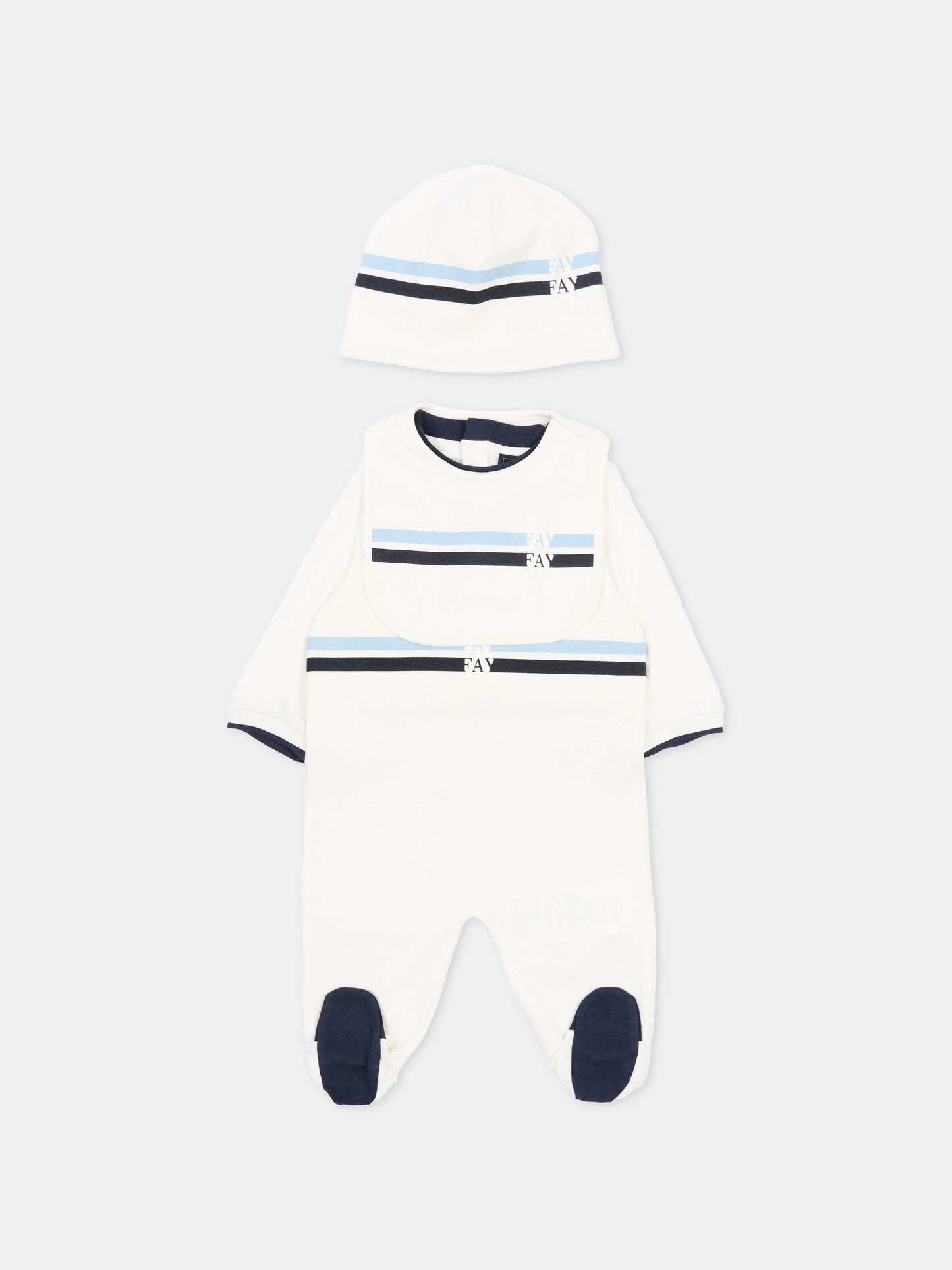 Set tutina avorio per neonato con logo,Fay Kids,FYB510 Z3708 101BL